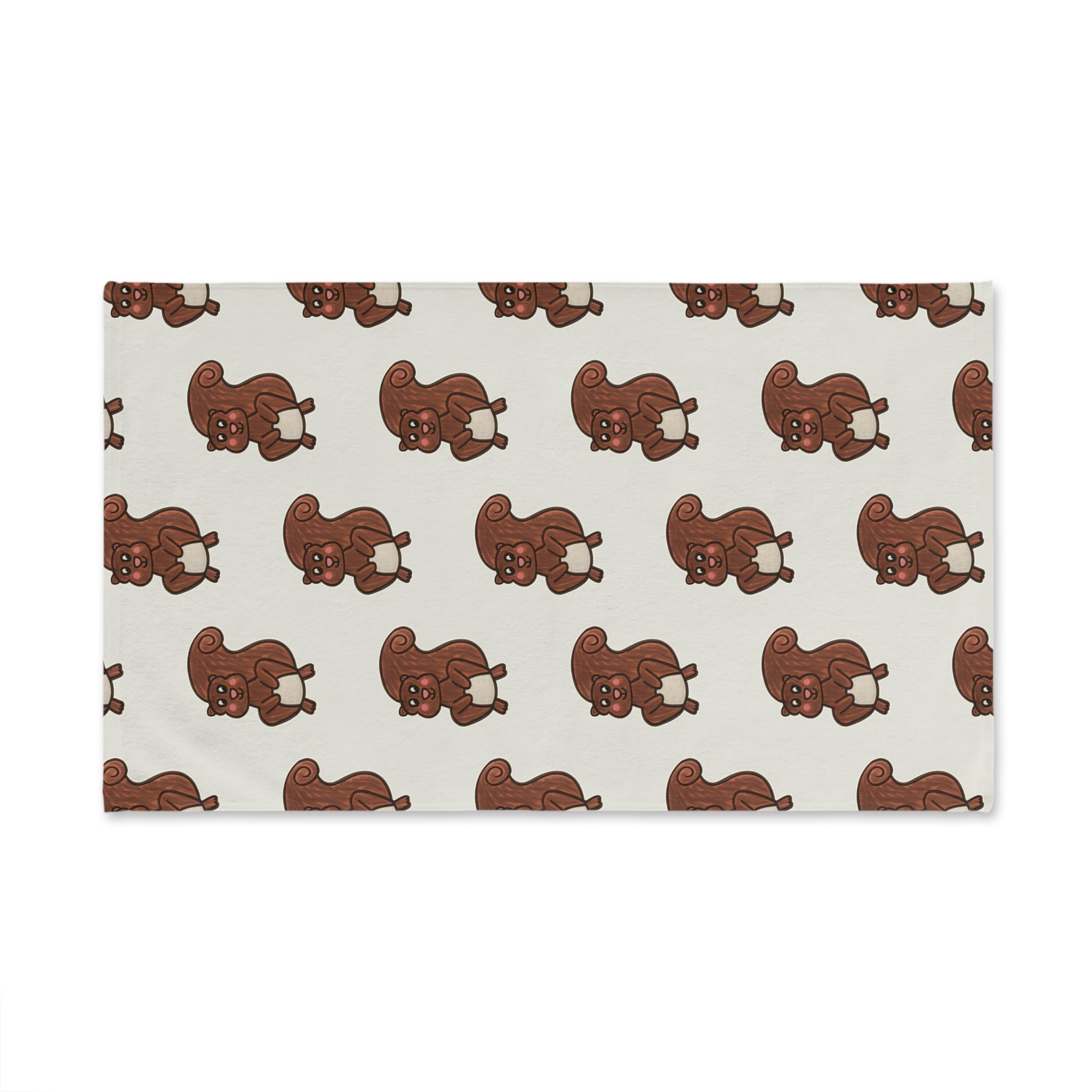 Hand-Drawn Cartoon Squirrel Pattern Hand Towel | Cute Brown Squirrel Design