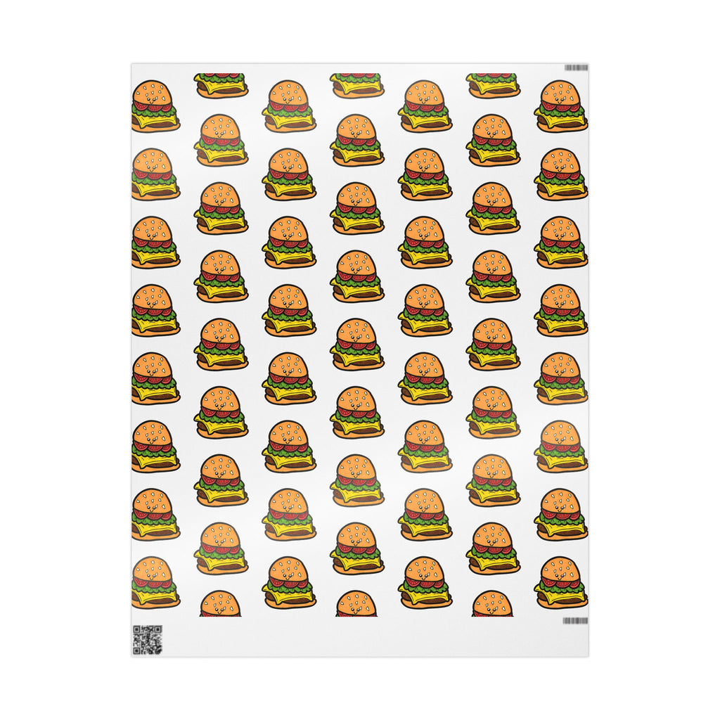 Hand-Drawn Cartoon Cheeseburger Pattern Wrapping Paper | Food Novelty Gift Wrap