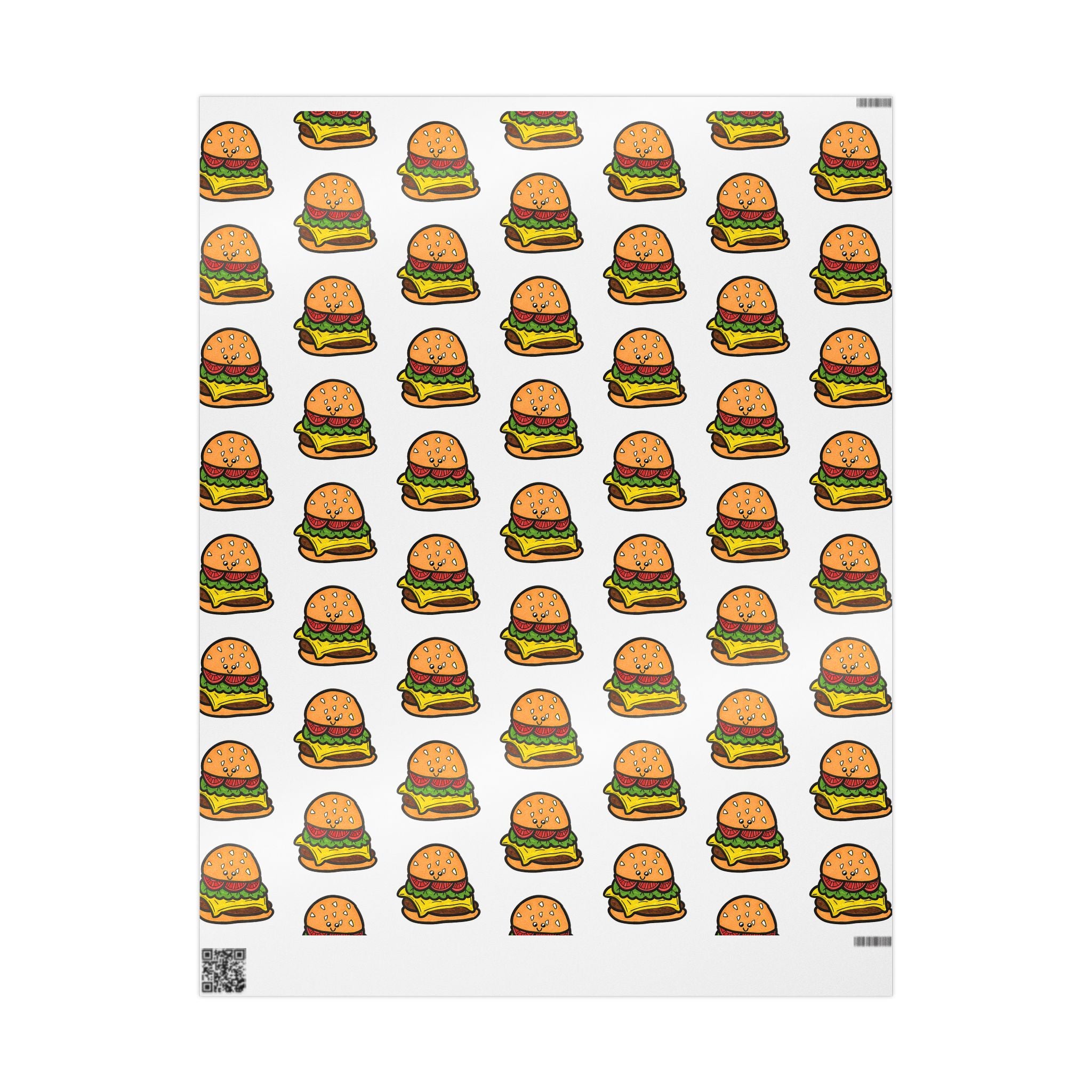 Hand-Drawn Cartoon Cheeseburger Pattern Wrapping Paper | Food Novelty Gift Wrap