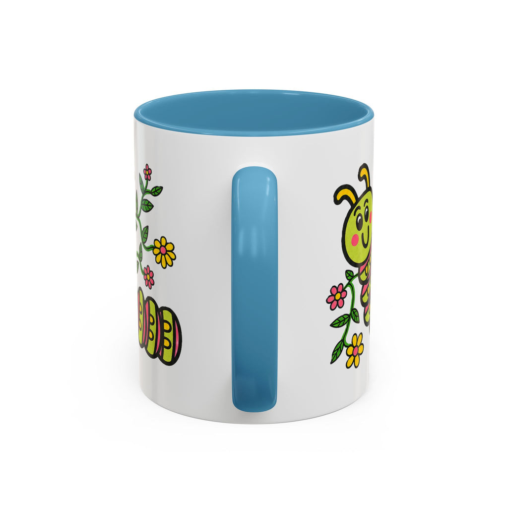 Hand-Drawn Cute Caterpillar Floral Illustration Coffee Mug | Accent Mug