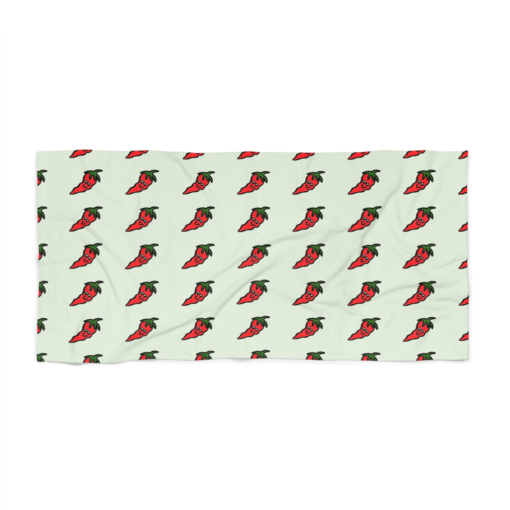 Hand-Drawn Cute Chili Pepper Pattern Beach Towel | Retro Spice Motif
