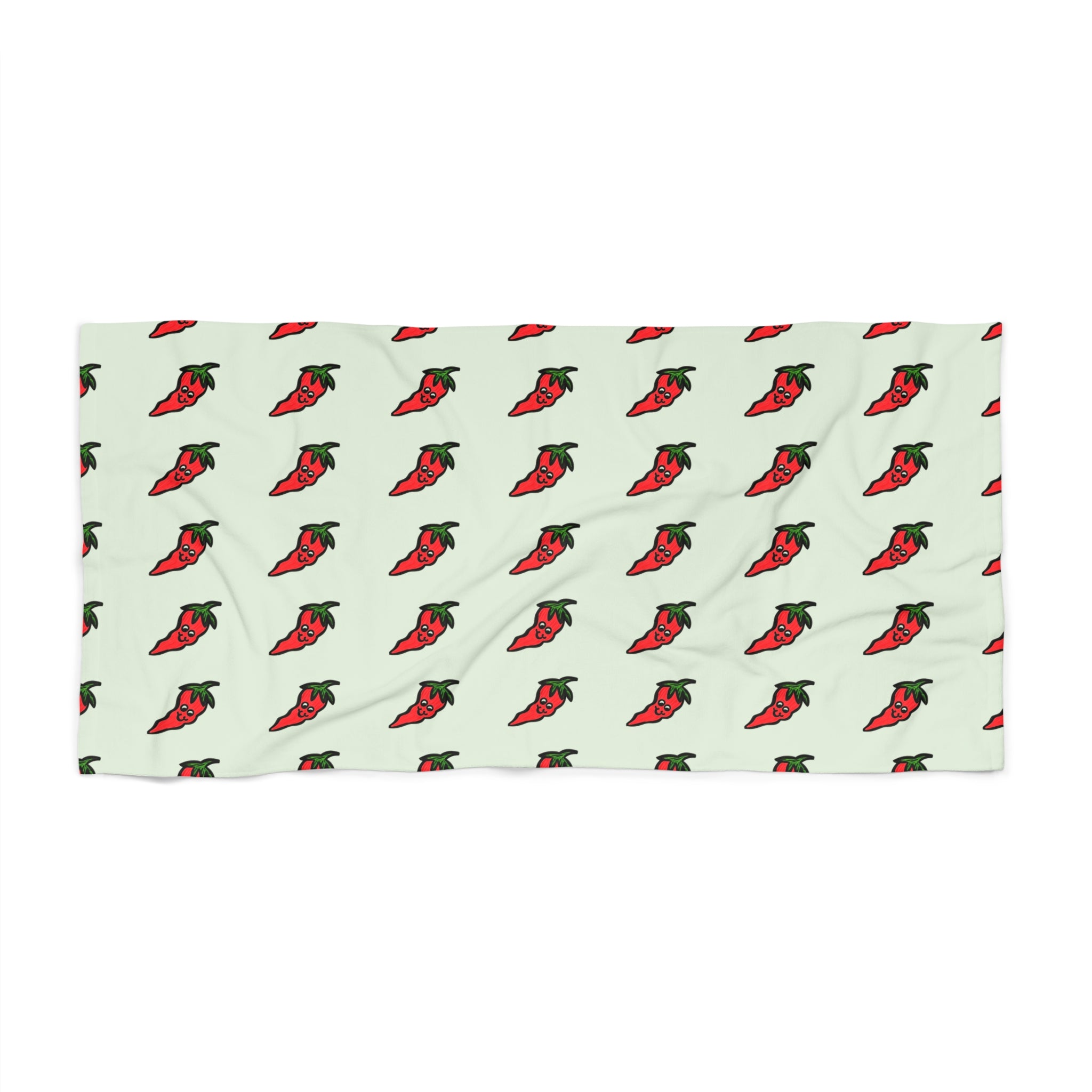 Hand-Drawn Cute Chili Pepper Pattern Beach Towel | Retro Spice Motif