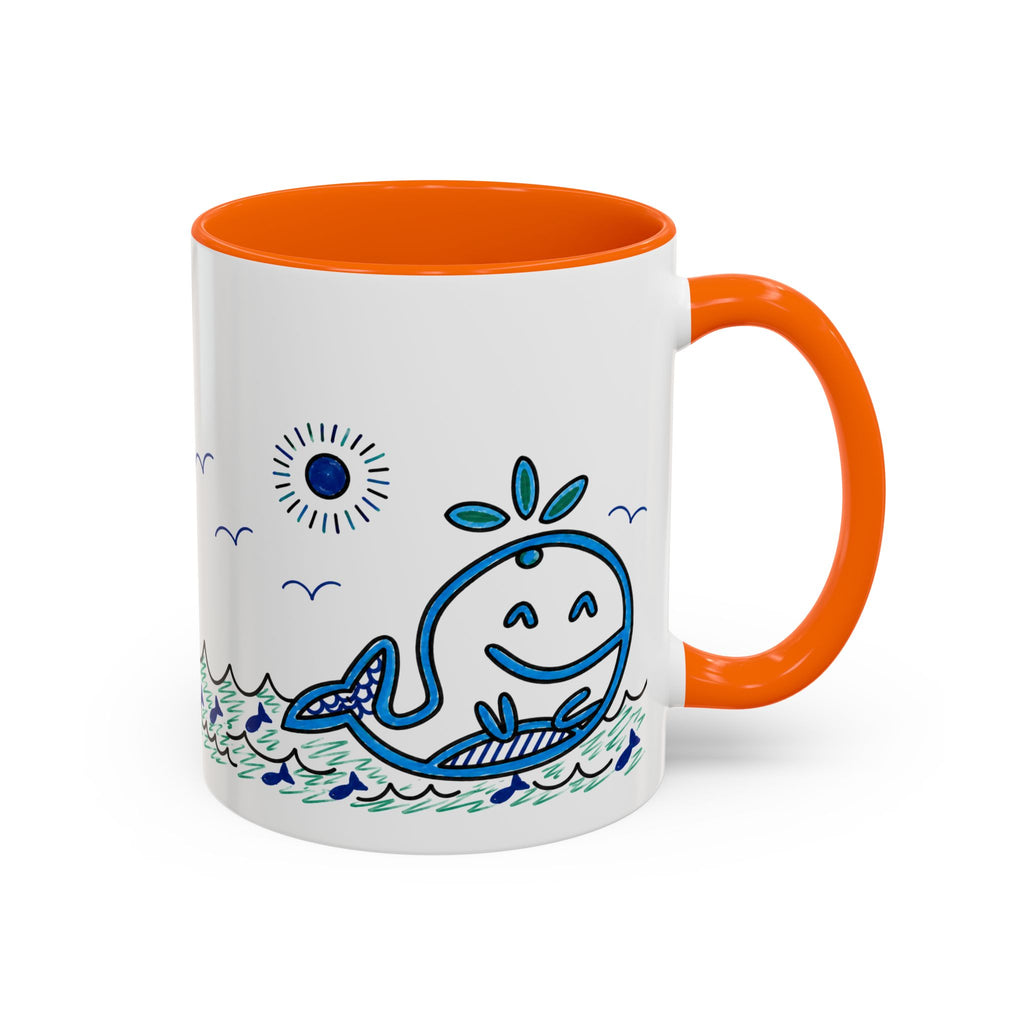 Hand-Drawn Smiling Whale Ocean Mug | Accent Coffee Mug 11oz 15oz