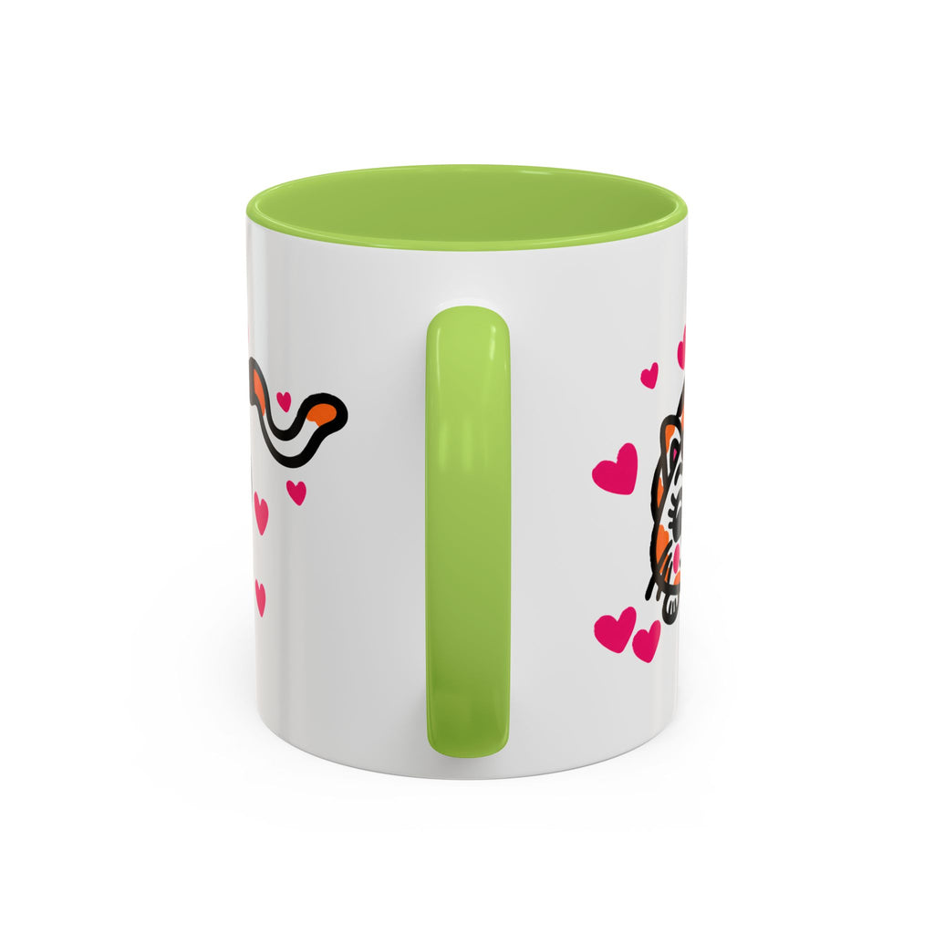 Hand-Drawn Calico Cat with Pink Hearts Mug | Accent Coffee Mug 11oz 15oz