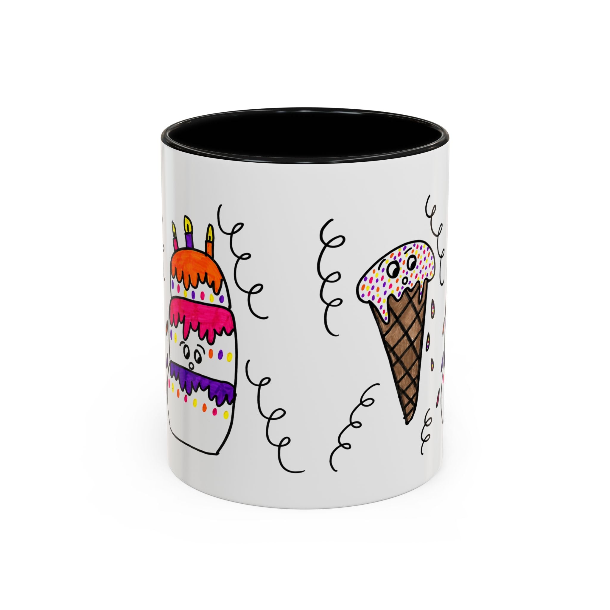 Hand-Drawn Cute Doodle Ice Cream & Cake Mug | Accent Coffee Mug