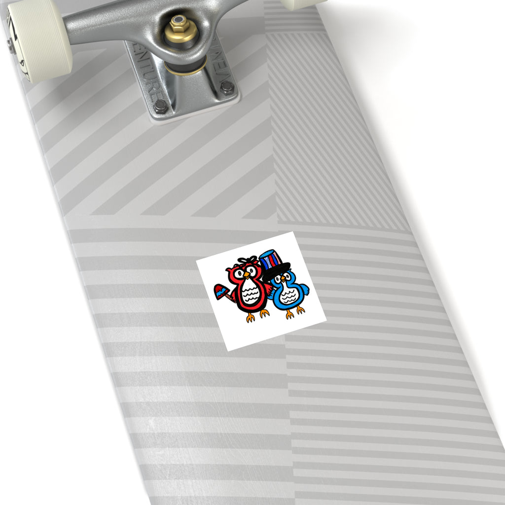 Cute Patriotic Owl Sticker, Hand Drawn Americana Vinyl Sticker, Whimsical Fourth of July Owl Decal, Red White Blue Sticker