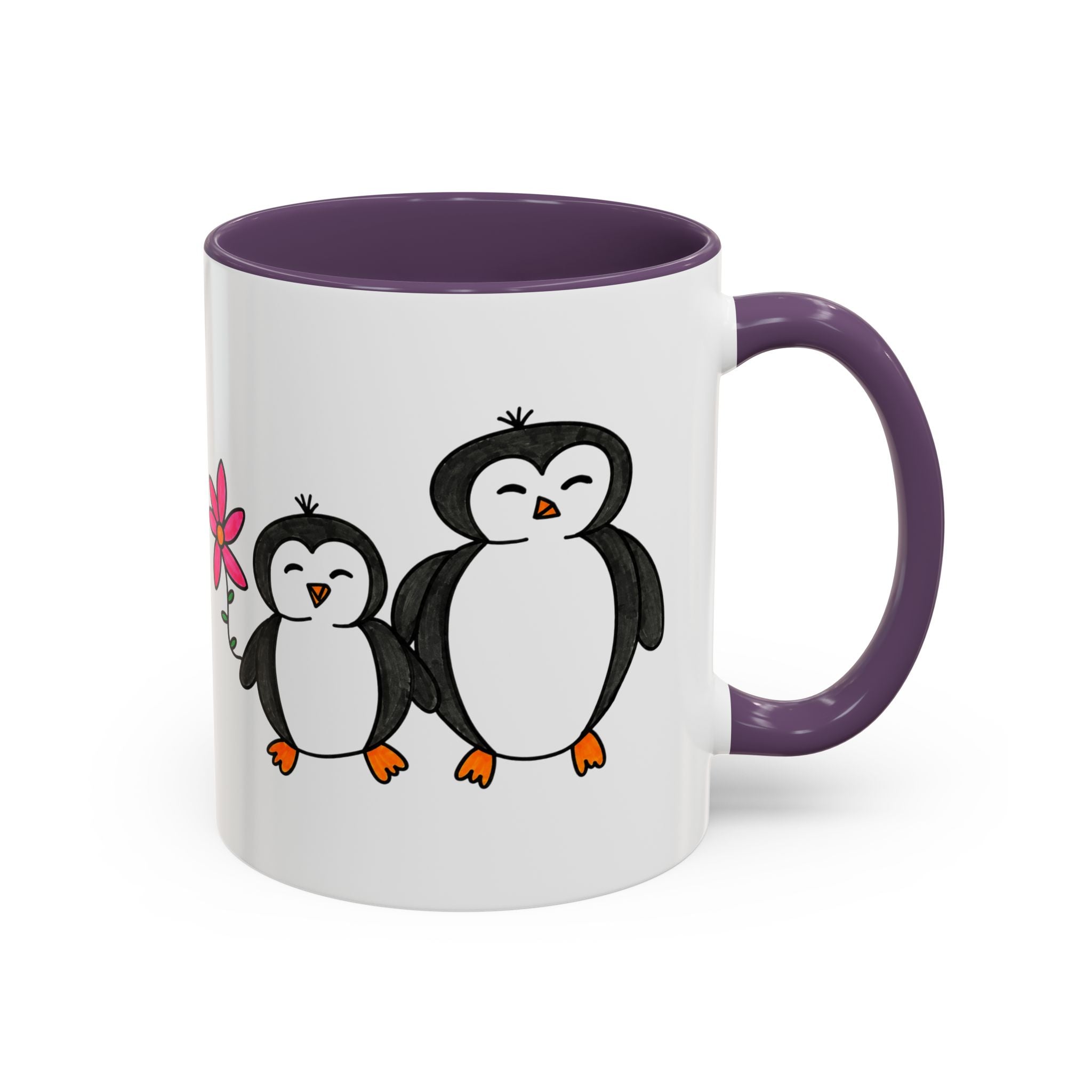 Hand-Drawn Cute Penguin Family Mug | Accent Coffee Mug