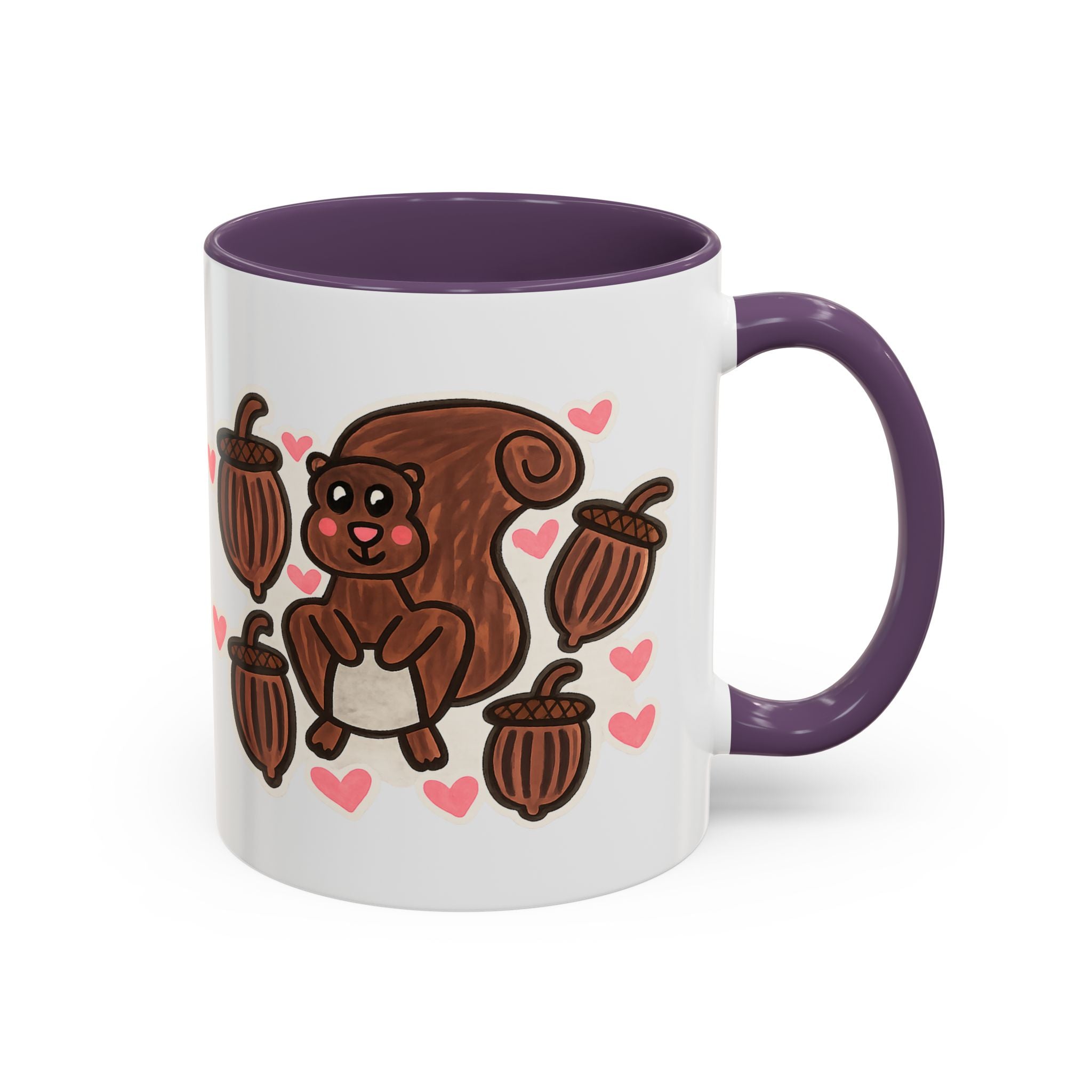 Hand-Drawn Cute Squirrel with Acorns Mug | Accent Coffee Mug