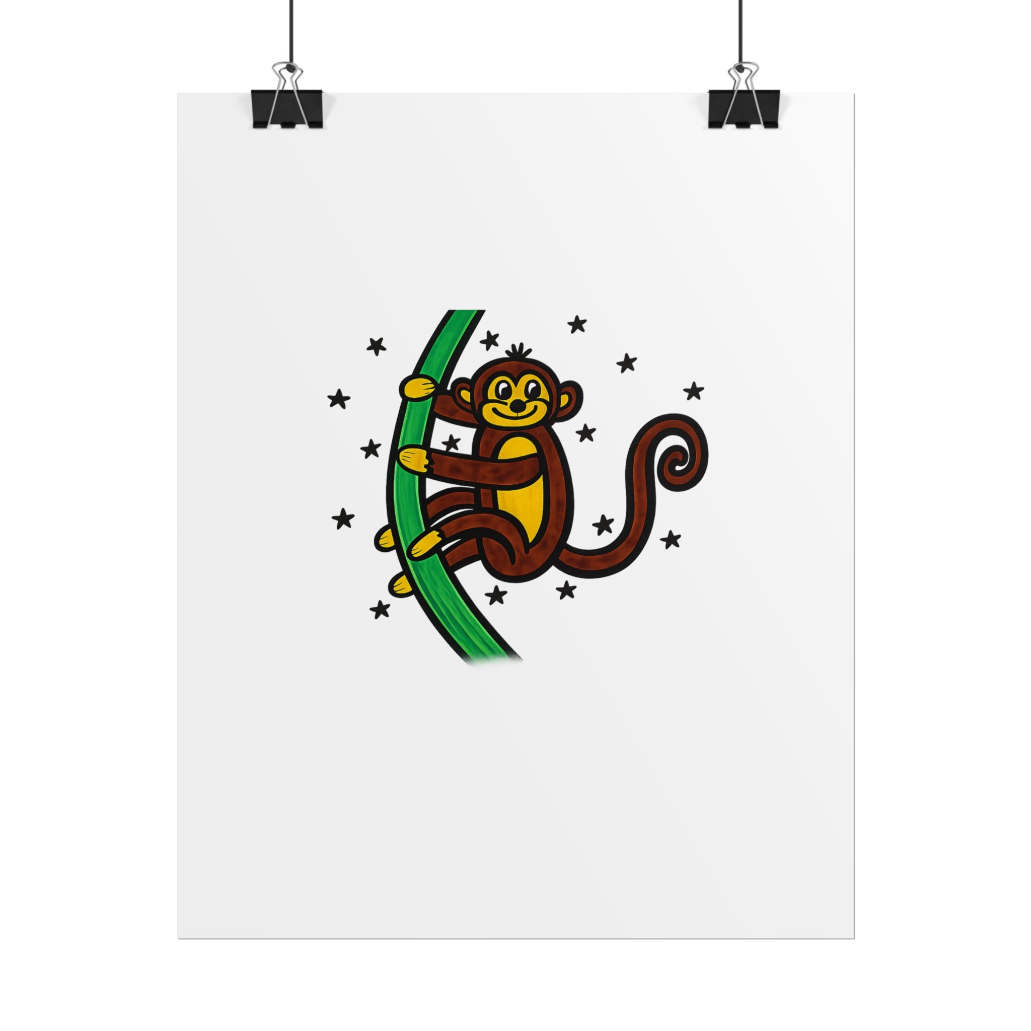 Hand-Drawn Playful Monkey Climbing Tree Poster | Rolled Posters