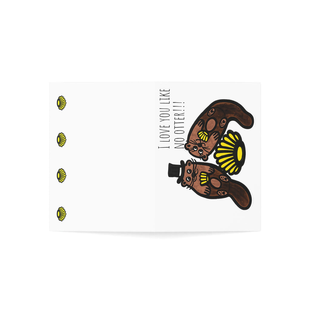 Hand-Drawn I Love You Like No Otter Greeting Card | Cute Otter Illustration