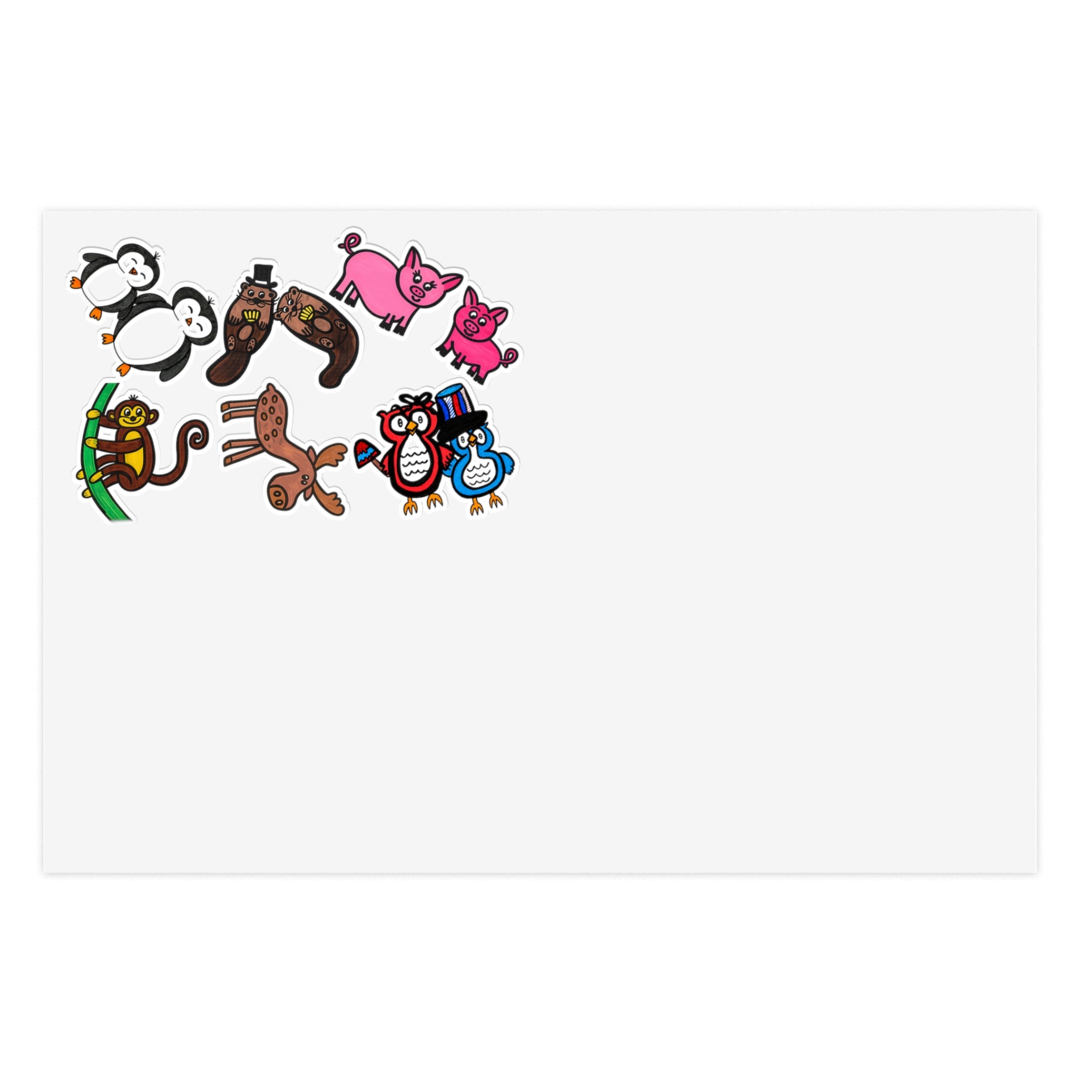 Hand-Drawn Cartoon Animal Characters Sticker Sheet | Sticker Sheets