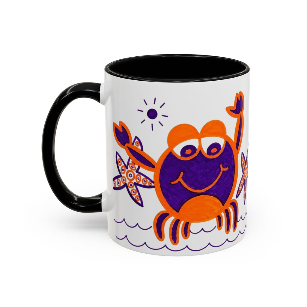 Hand-Drawn Playful Purple Orange Crab mug | Accent Coffee Mug