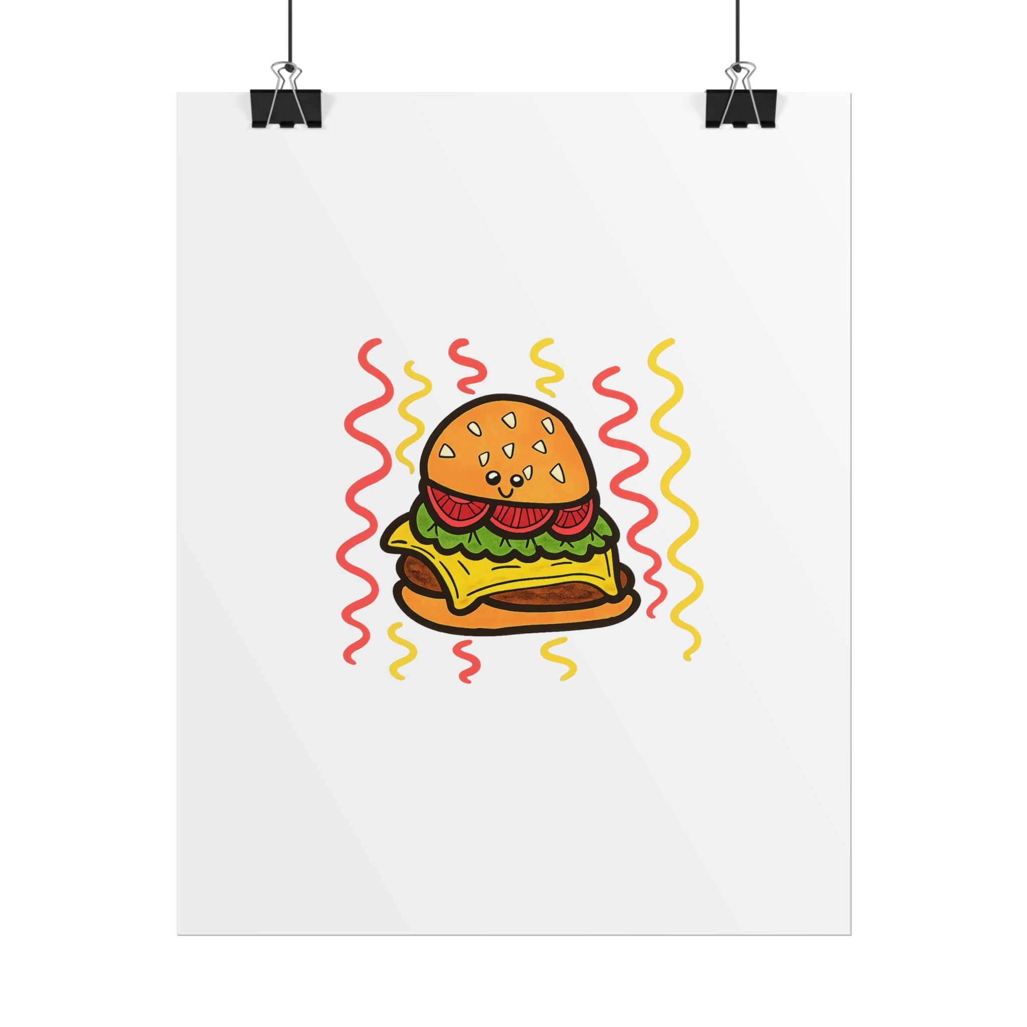 Hand-Drawn Cheeseburger Illustration Poster | Rolled Posters, Cute Food Art