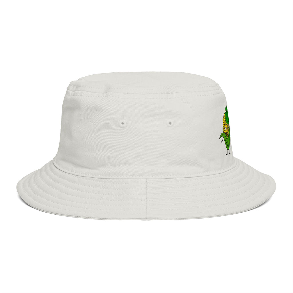 Hand-Drawn Dancing Veggies Bucket Hat | Corn Broccoli Carrot Illustration
