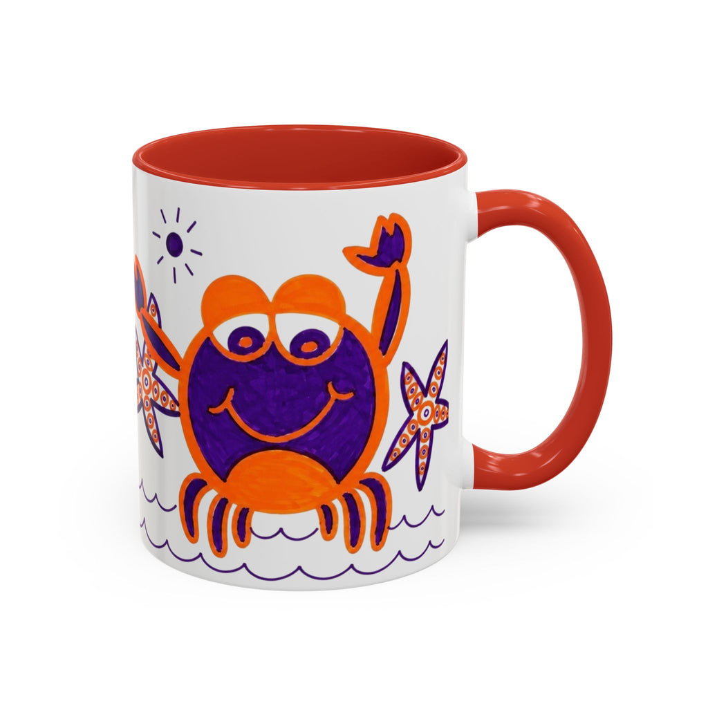 Hand-Drawn Playful Purple Orange Crab mug | Accent Coffee Mug