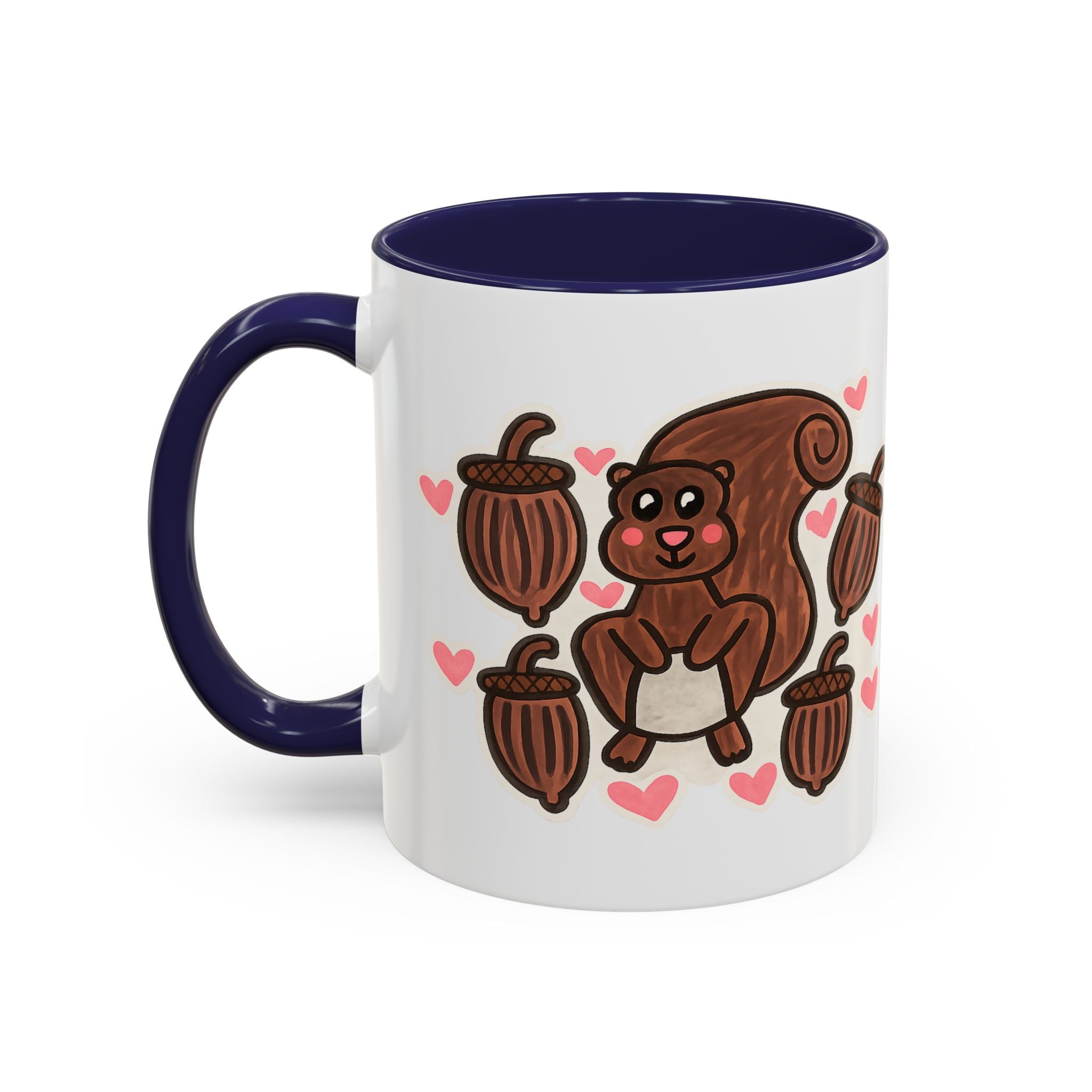 Hand-Drawn Cute Squirrel with Acorns Mug | Accent Coffee Mug