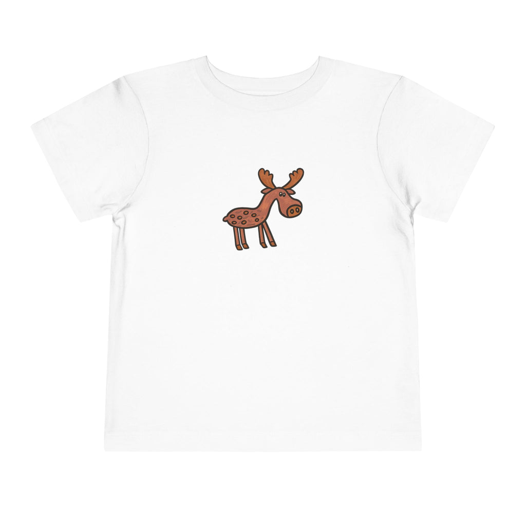 Hand-Drawn Cartoon Baby Moose Toddler Tee | Cute Woodland Animal Kids Shirt