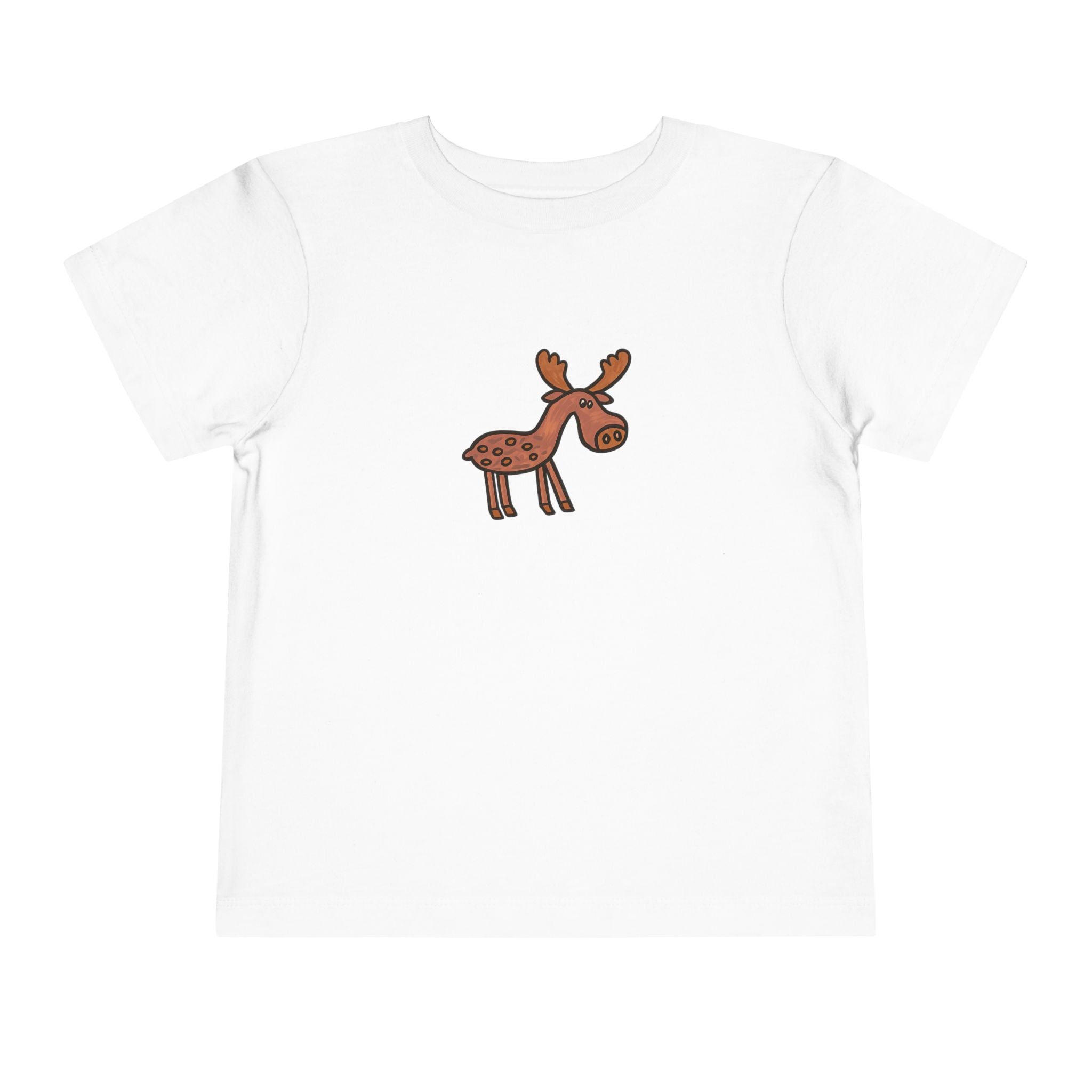 Hand-Drawn Cartoon Baby Moose Toddler Tee | Cute Woodland Animal Kids Shirt
