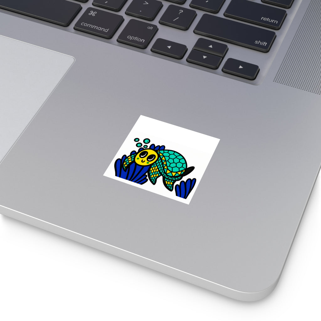 Cute Sea Turtle Sticker, Hand Drawn Ocean Vinyl Sticker, Whimsical Coastal Turtle Decal, Cute Marine Life Sticker