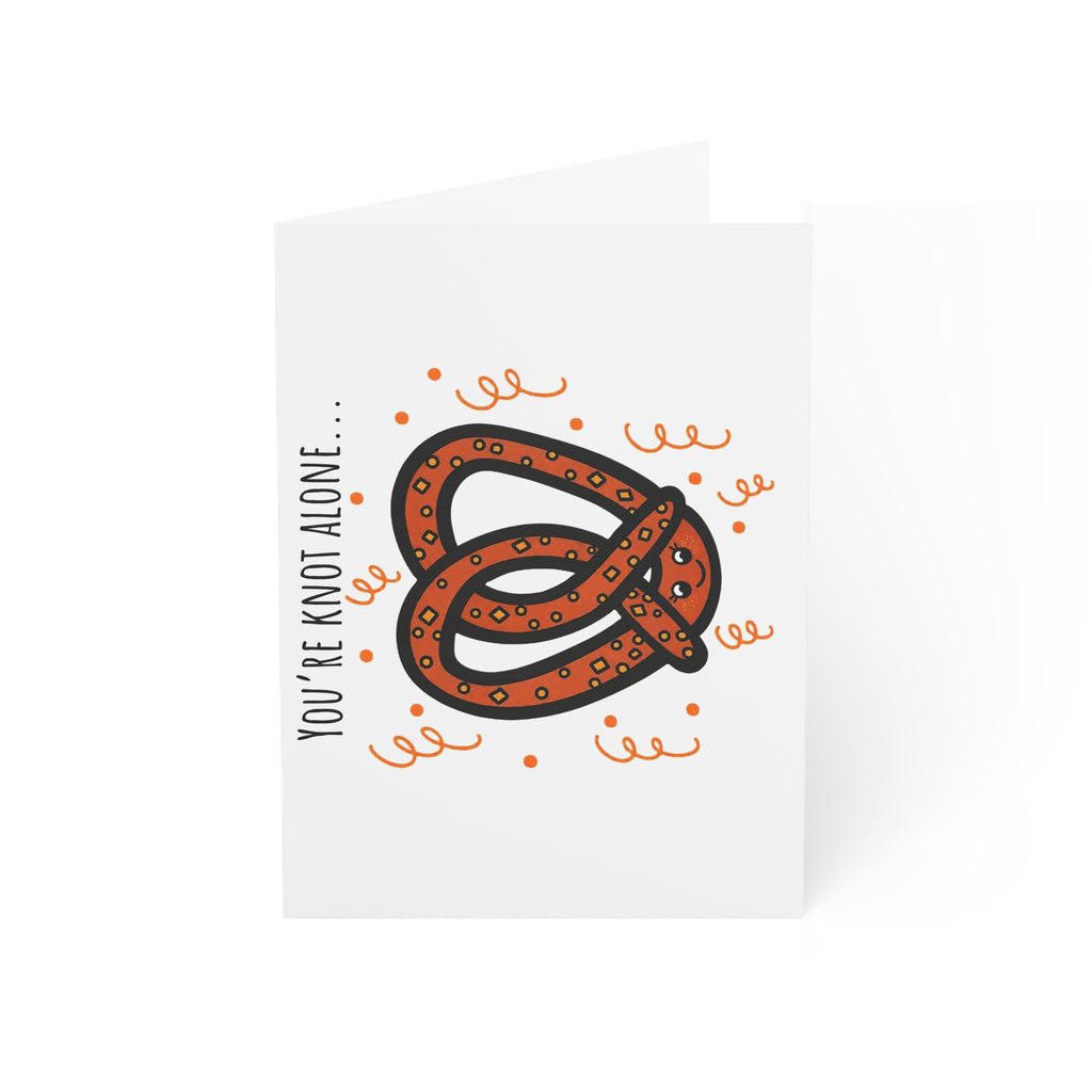 Hand-Drawn Youre Knot Alone Pretzel Illustration Greeting Card | Blank Inside