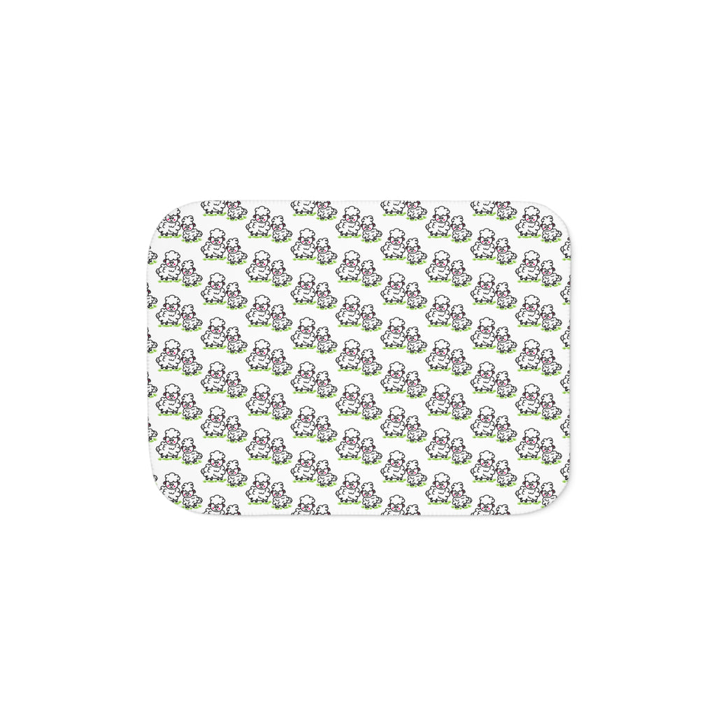 Hand-Drawn Two Lambs Sherpa Blanket | Cute Nursery Animal Throw