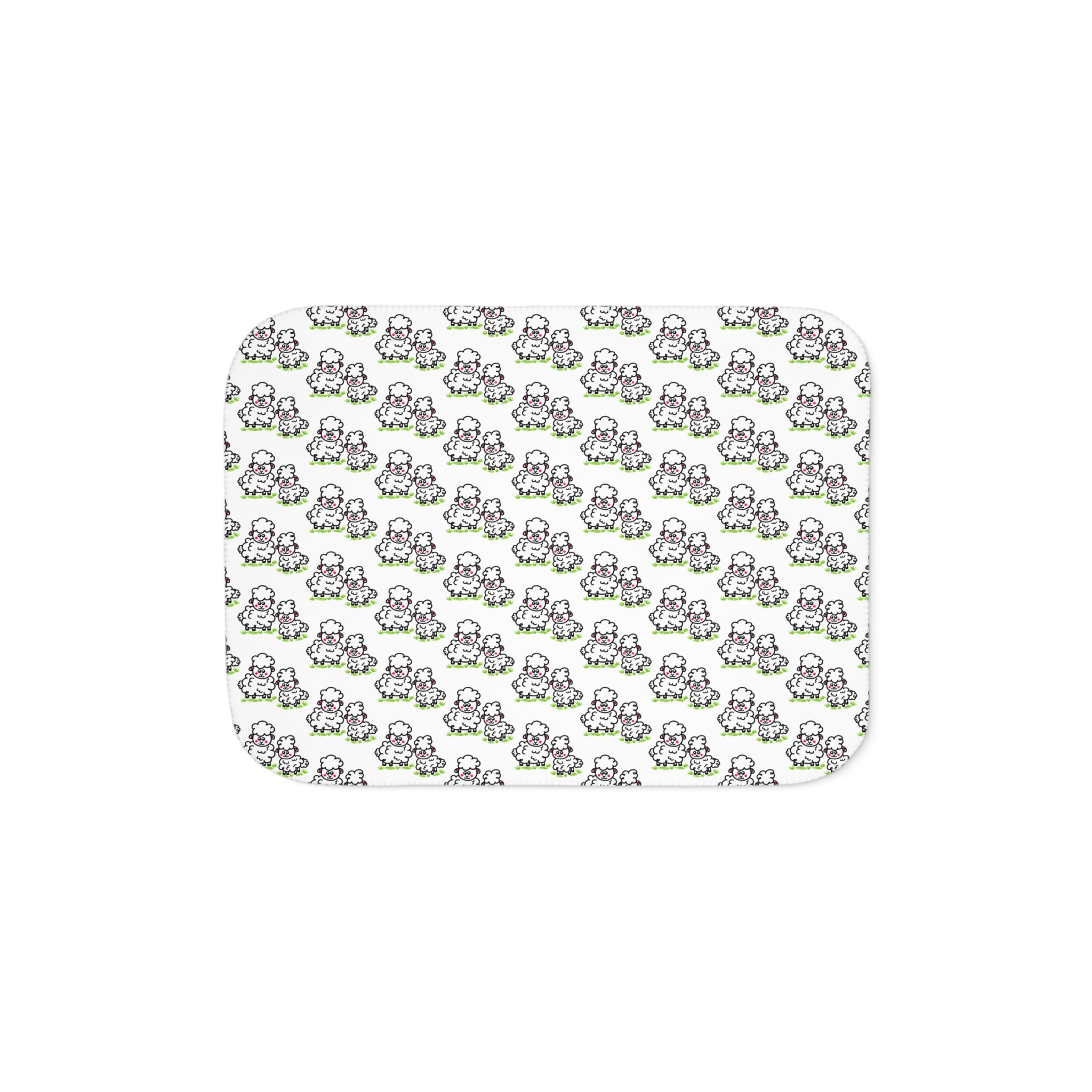 Hand-Drawn Two Lambs Sherpa Blanket | Cute Nursery Animal Throw
