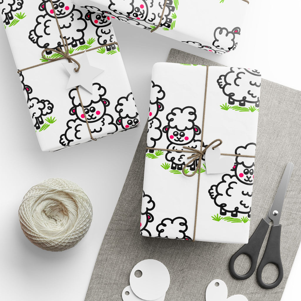Hand-Drawn Cute Cartoon Sheep Pattern Wrapping Paper | Nursery Animal Gift Wrap