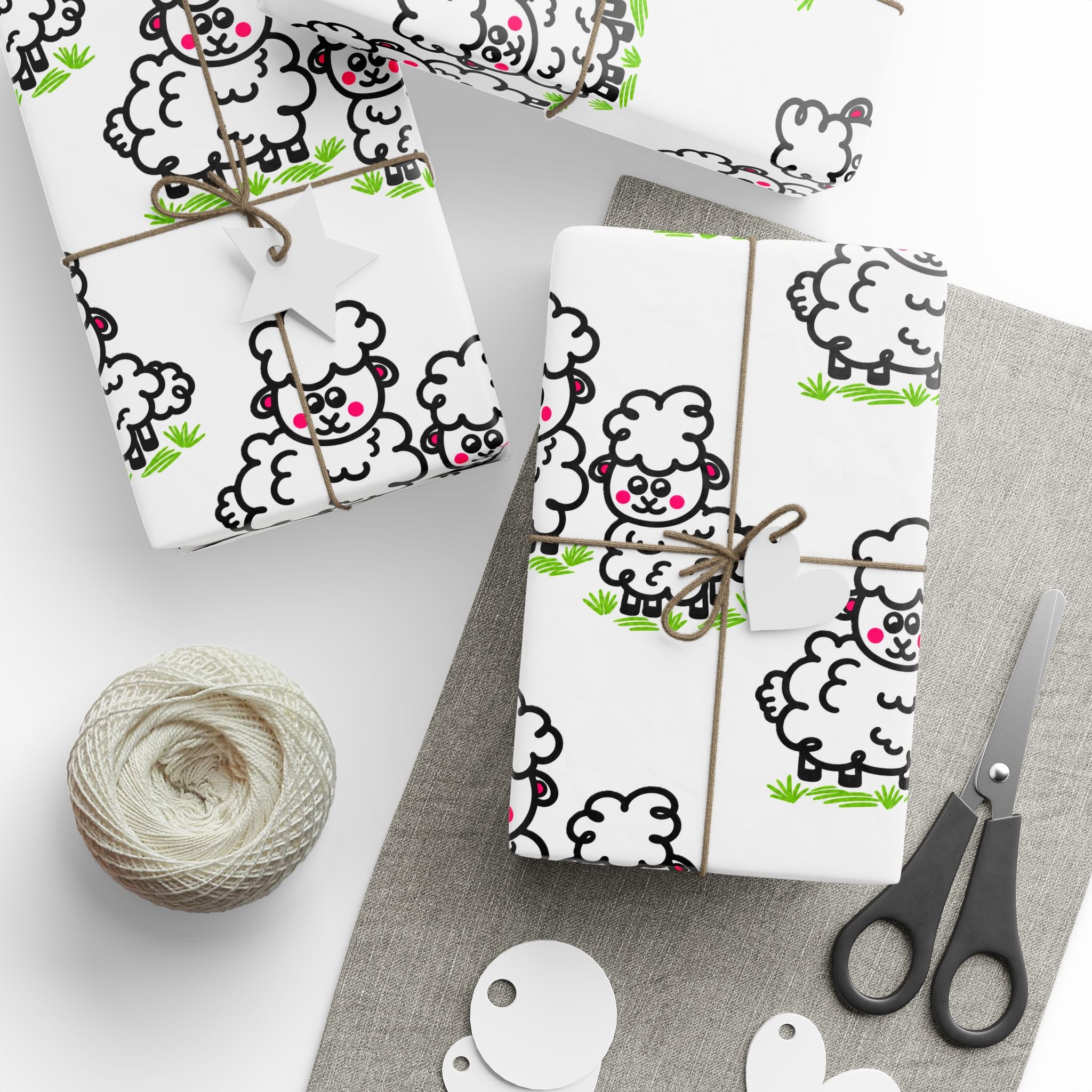 Hand-Drawn Cute Cartoon Sheep Pattern Wrapping Paper | Nursery Animal Gift Wrap
