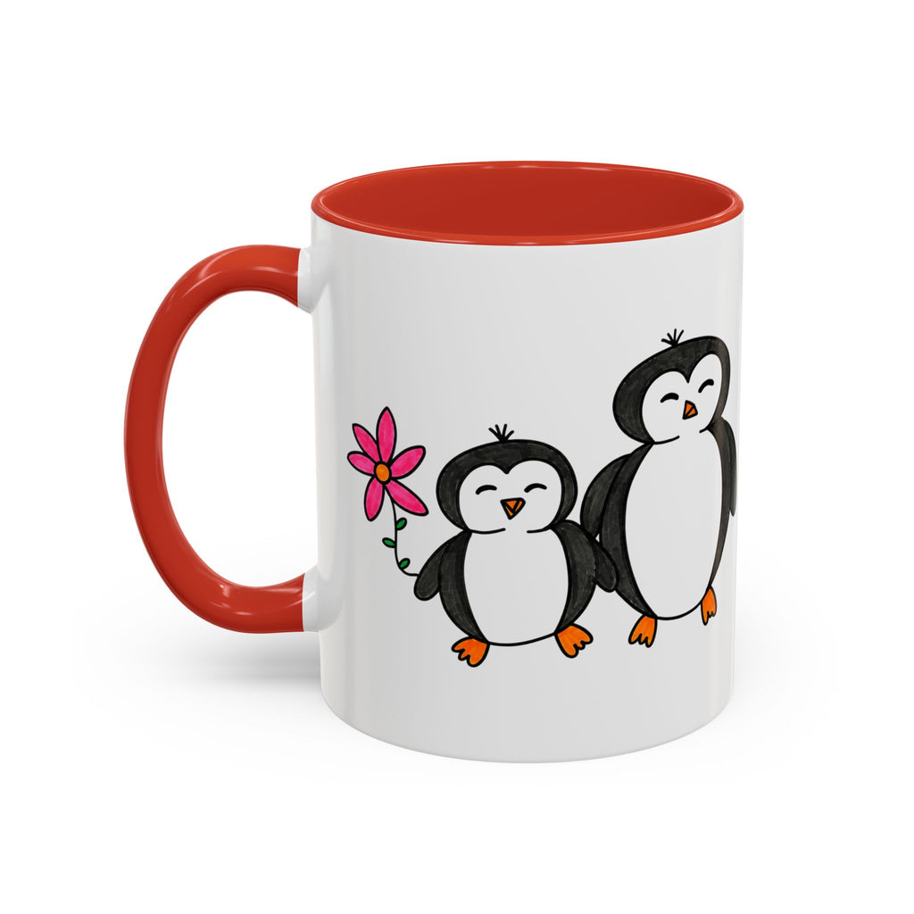 Hand-Drawn Cute Penguin Family Mug | Accent Coffee Mug