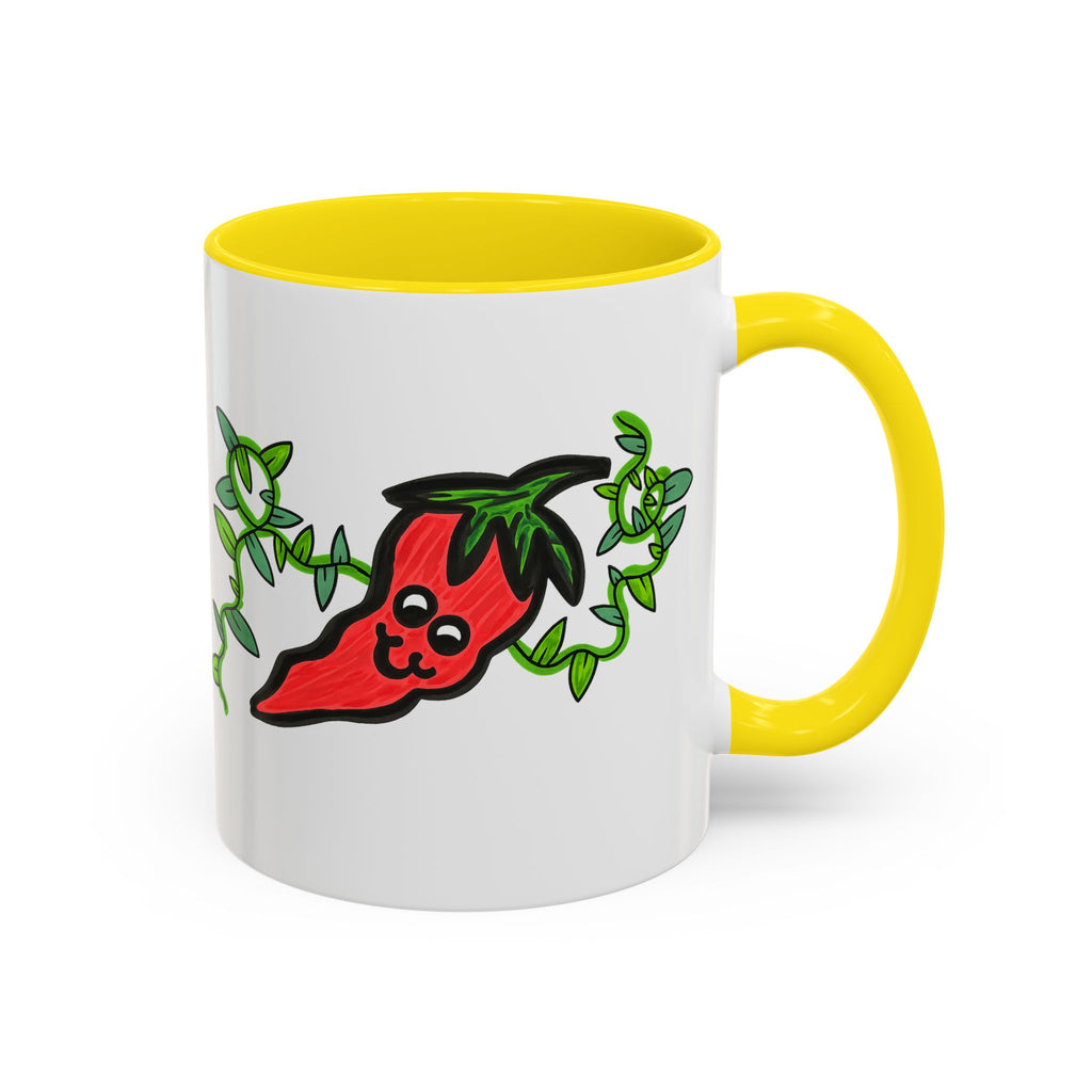 Hand-Drawn Cute Chili Pepper Vine Coffee Mug | Hot Veggie Accent Mug