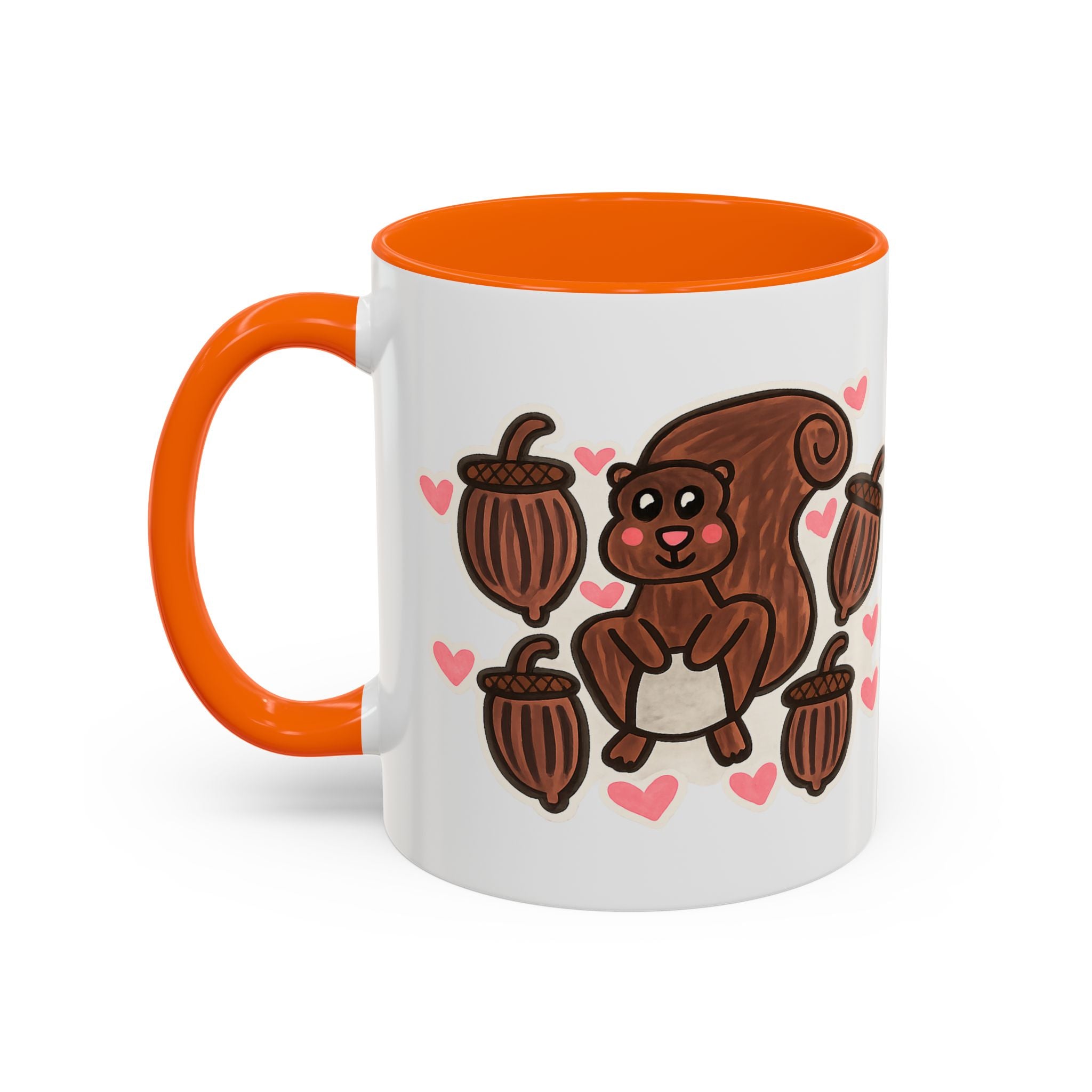 Hand-Drawn Cute Squirrel with Acorns Mug | Accent Coffee Mug