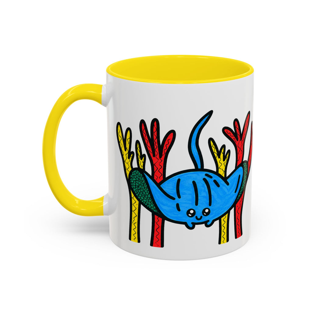 Hand-Drawn Blue Stingray Illustration Mug | Accent Coffee Mug (11, 15oz)