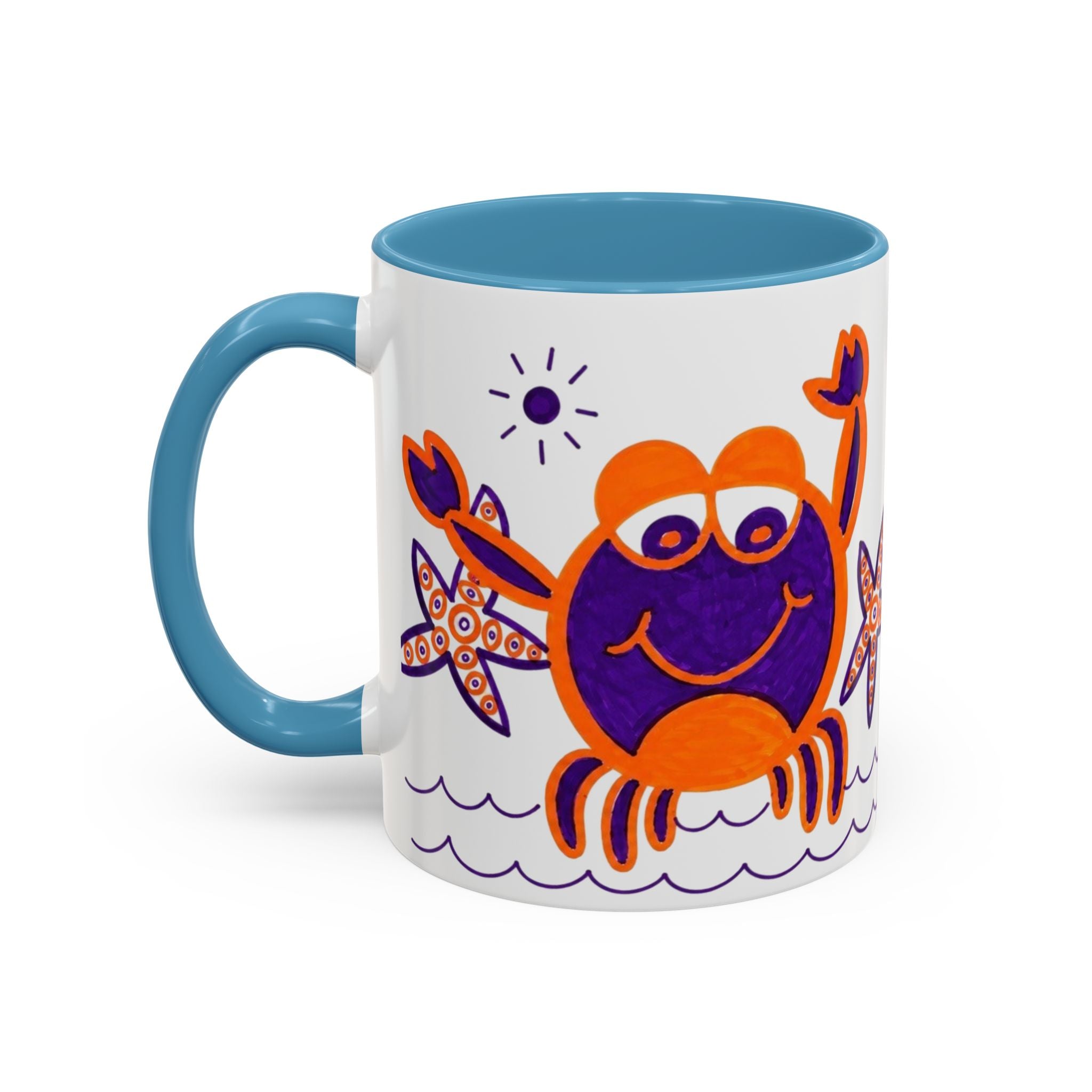 Hand-Drawn Playful Purple Orange Crab mug | Accent Coffee Mug