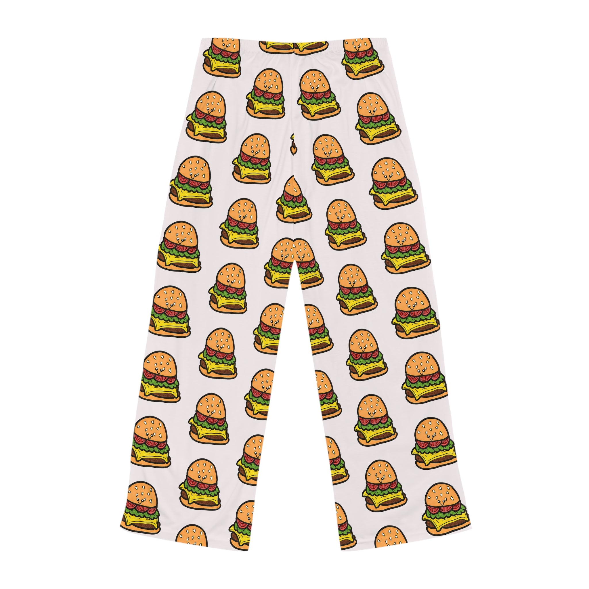 Hand-Drawn Cartoon Cheeseburger Pattern Pajama Pants | All-Over Print