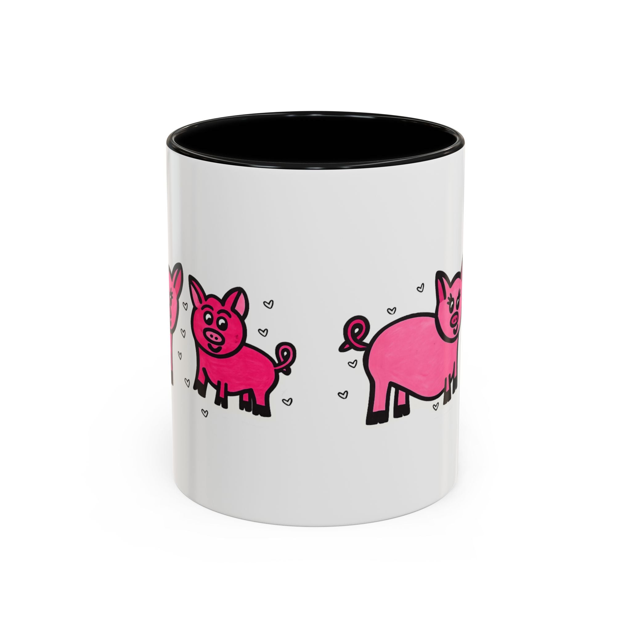 Hand-Drawn Pink Pig Pattern Mug | Accent Coffee Mug 11oz 15oz