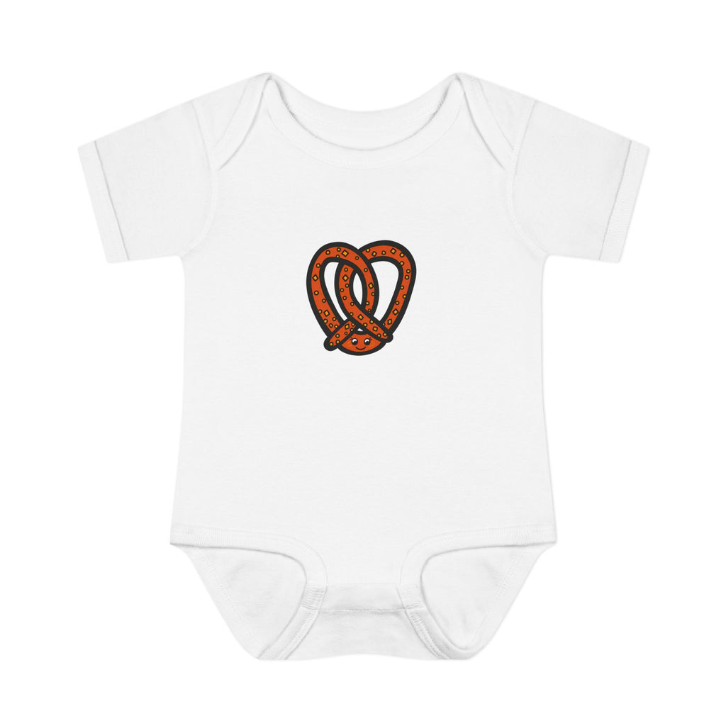 Hand-Drawn Salted Pretzel Infant Bodysuit | Baby Snack Food Illustration