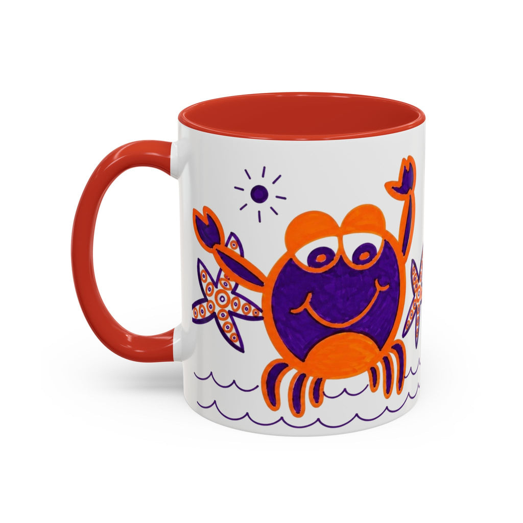Hand-Drawn Playful Purple Orange Crab mug | Accent Coffee Mug