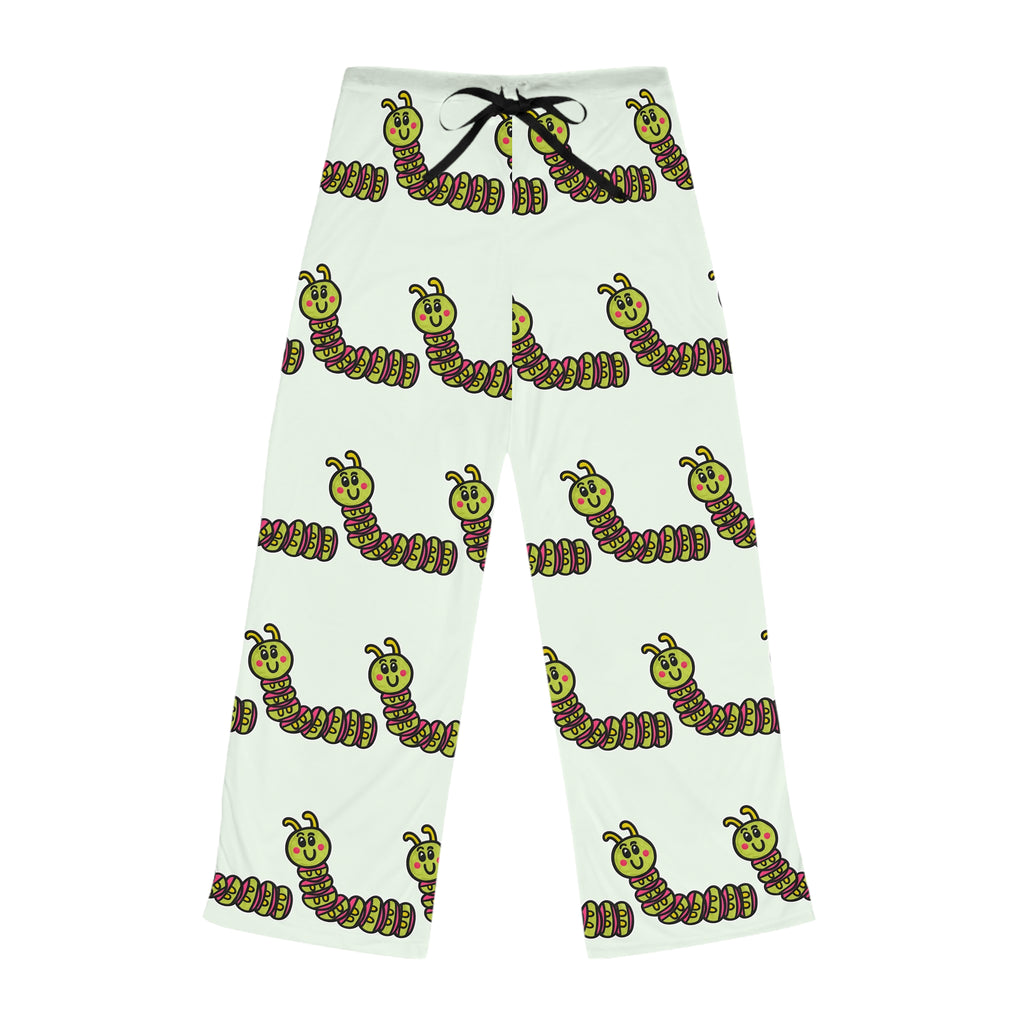Hand-Drawn Cute Cartoon Caterpillar Pajama Pants | All-Over Print
