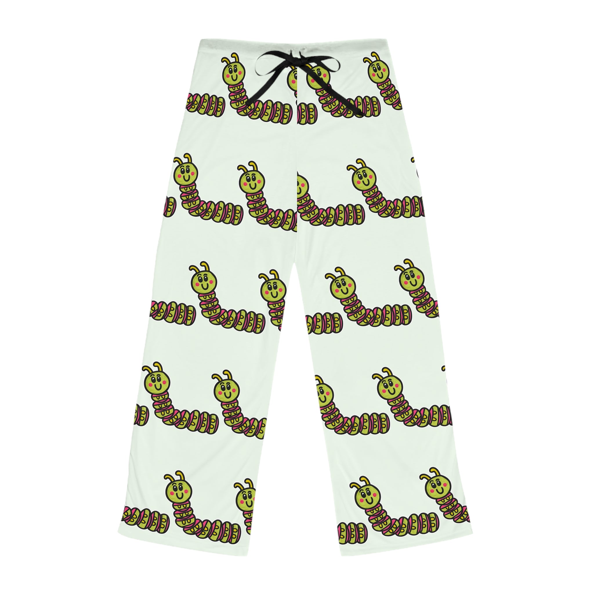 Hand-Drawn Cute Cartoon Caterpillar Pajama Pants | All-Over Print