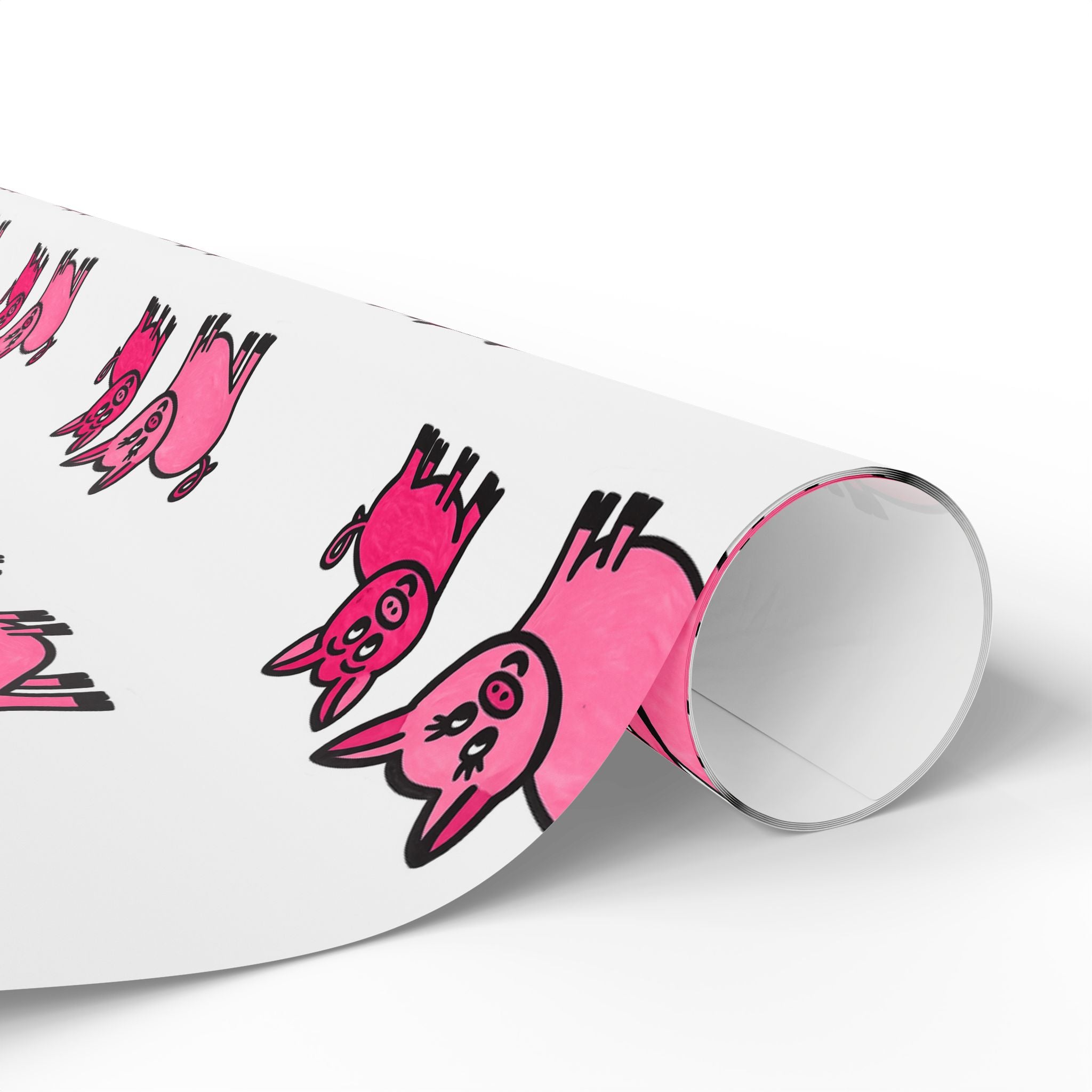 Hand-Drawn Pink Pig Pattern Wrapping Paper | Cute Farm Animal Gift Wrap