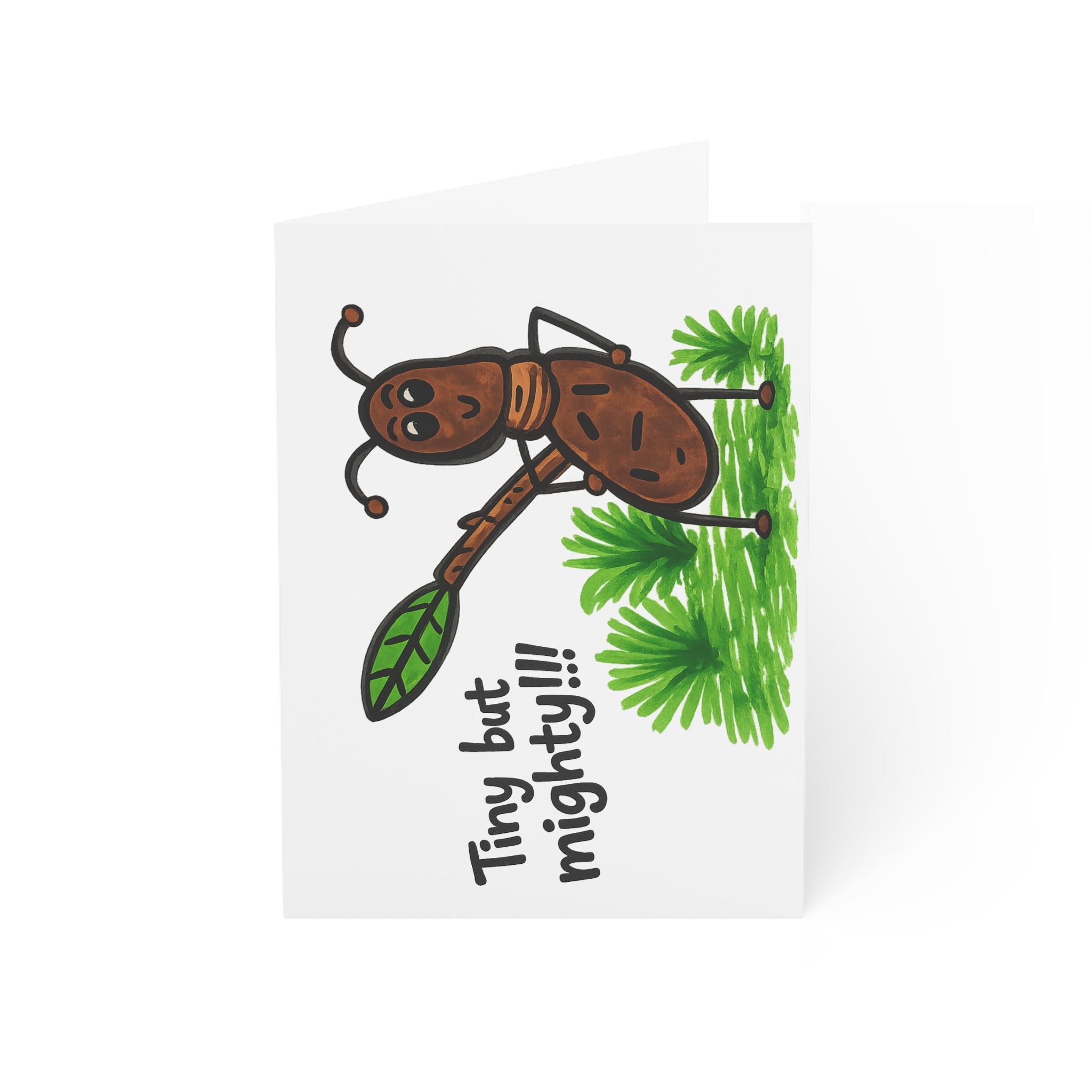Hand-Drawn Tiny But Mighty Ant illustration Greeting Cards | Folded Note Cards, Plant Theme