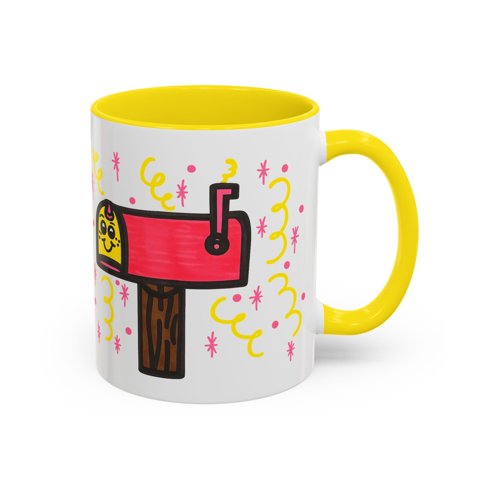 Hand-Drawn Cute Smiling Mailbox Mug | Accent Coffee Mug