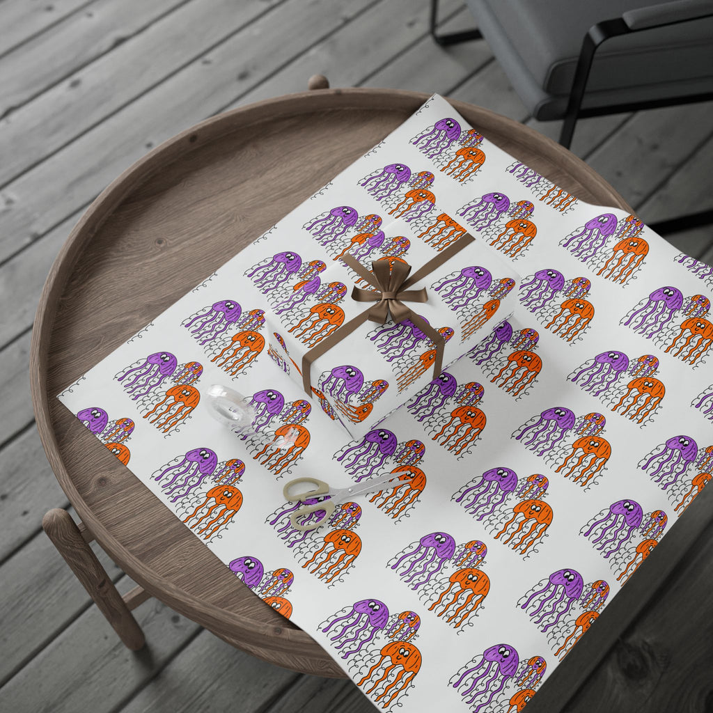 Hand-Drawn Jellyfish Wrapping Paper | Ocean Creatures Gift Wrap