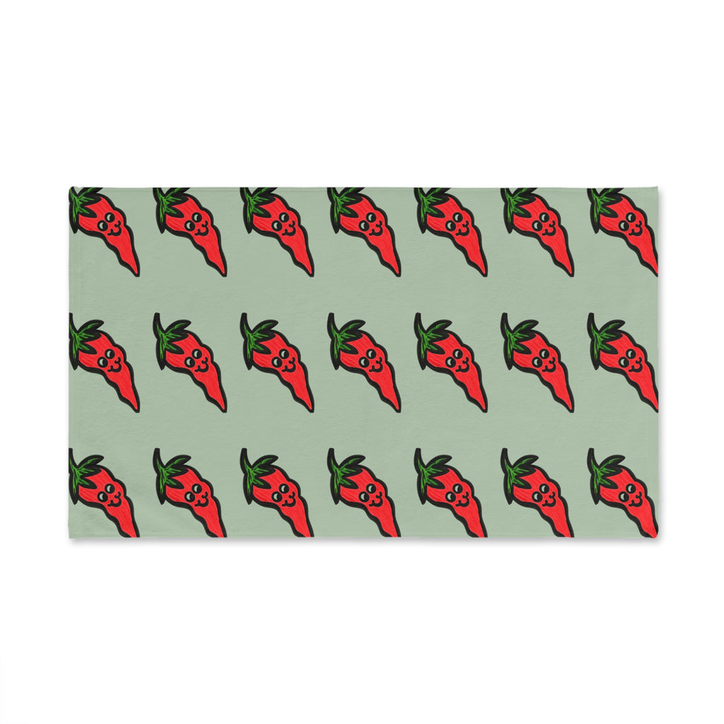 Hand-Drawn Cute Chili Pepper Pattern Hand Towel | Red Pepper Repeat Print