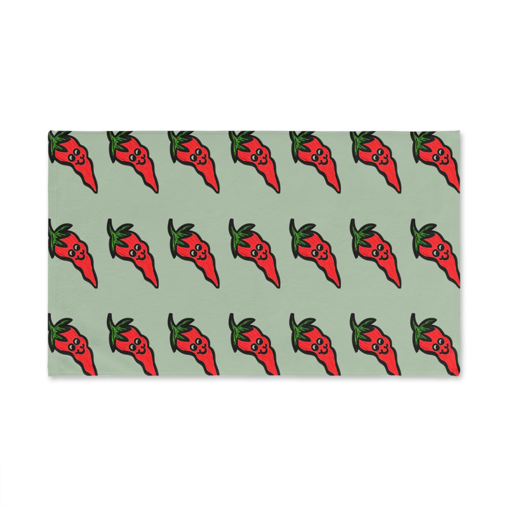 Hand-Drawn Cute Chili Pepper Pattern Hand Towel | Red Pepper Repeat Print