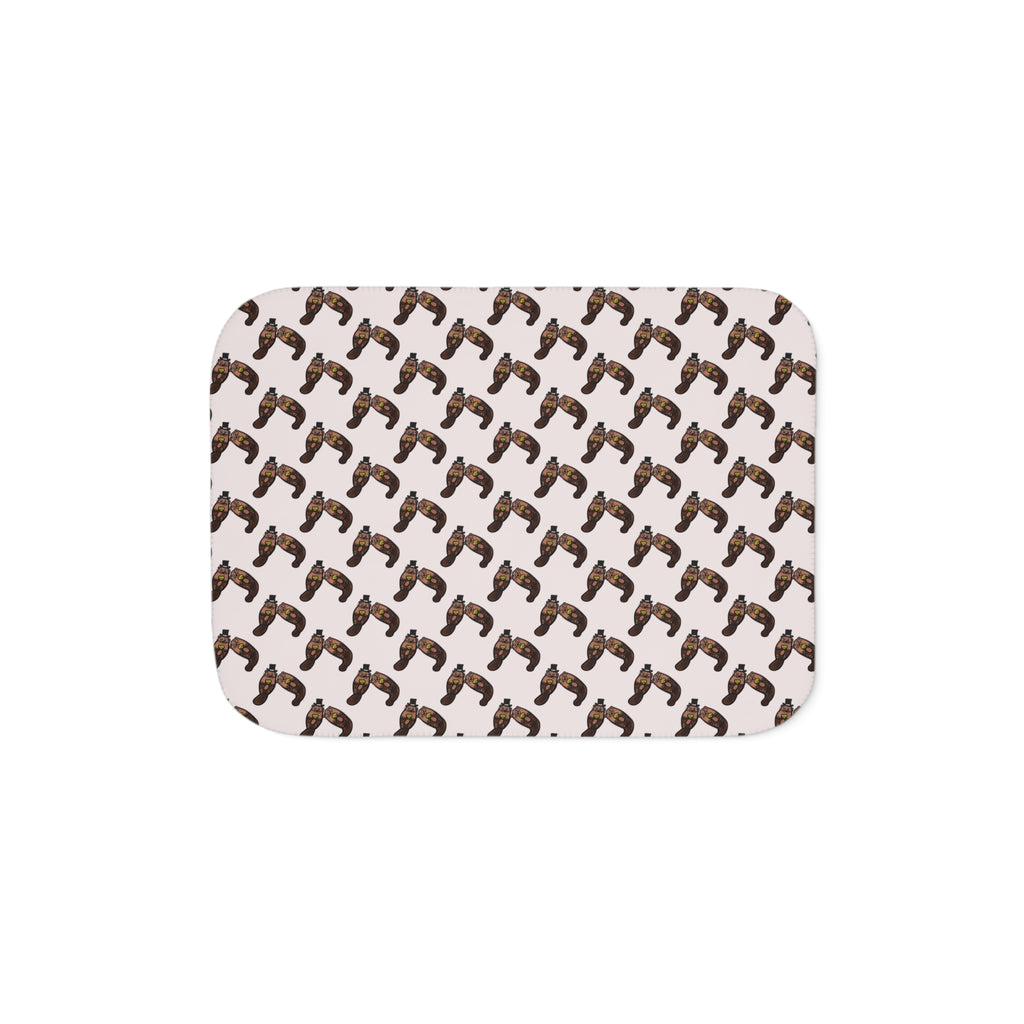 Hand-Drawn Otter Duo Pattern Sherpa Blanket | Repeating Animal Print