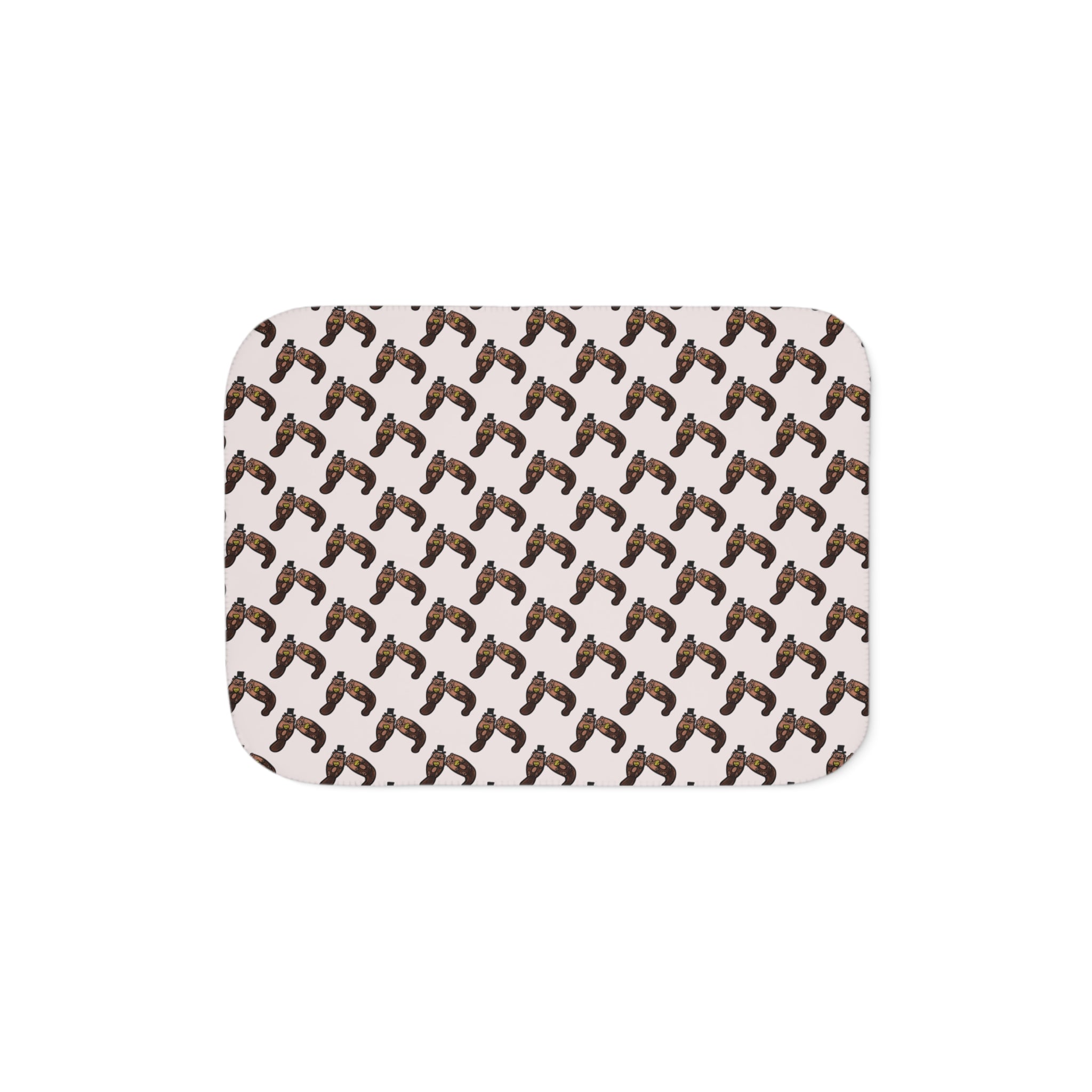 Hand-Drawn Otter Duo Pattern Sherpa Blanket | Repeating Animal Print