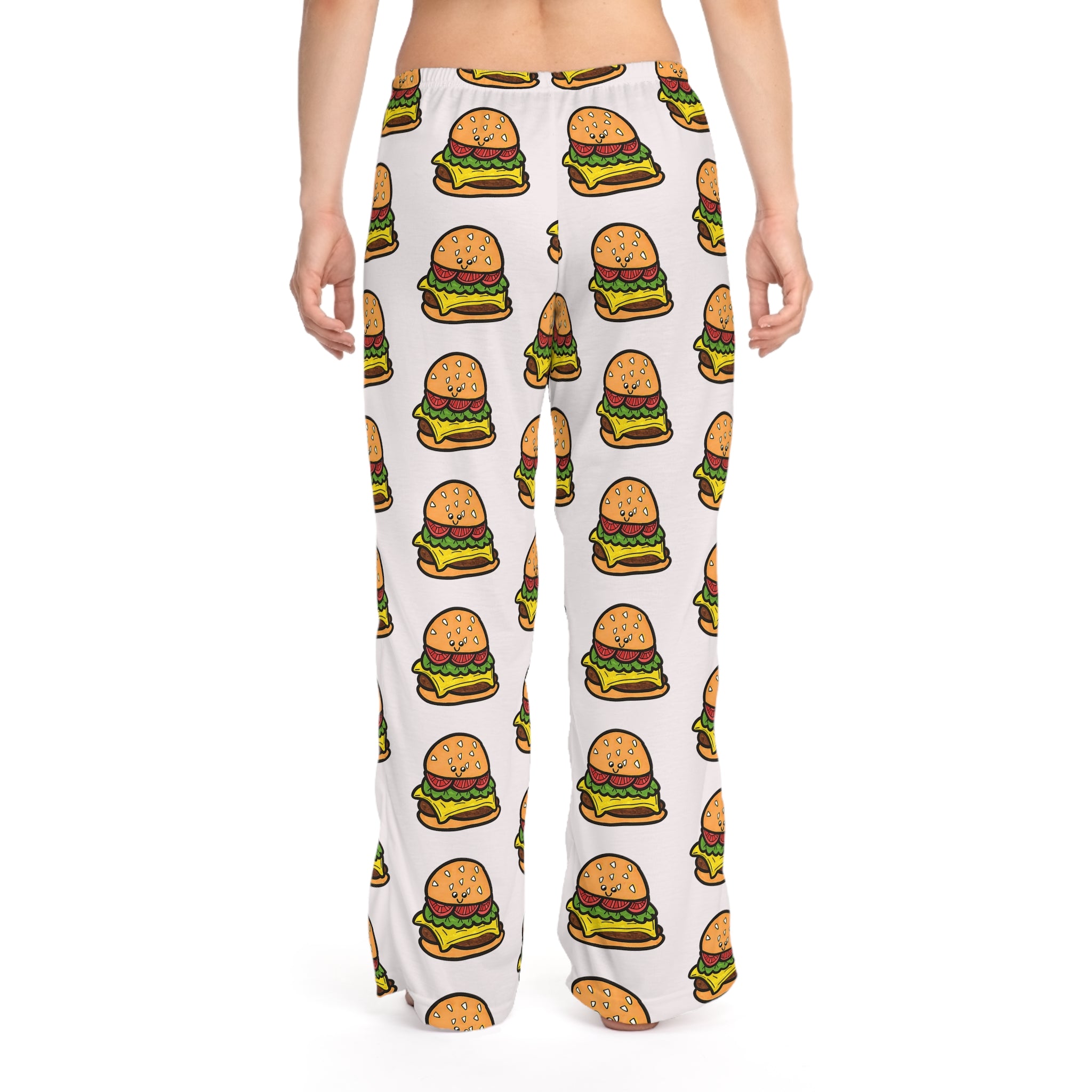 Hand-Drawn Cartoon Cheeseburger Pattern Pajama Pants | All-Over Print