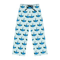 Hand-Drawn Blue Stingray Pattern Pajama Pants | All-Over Print Loungewear