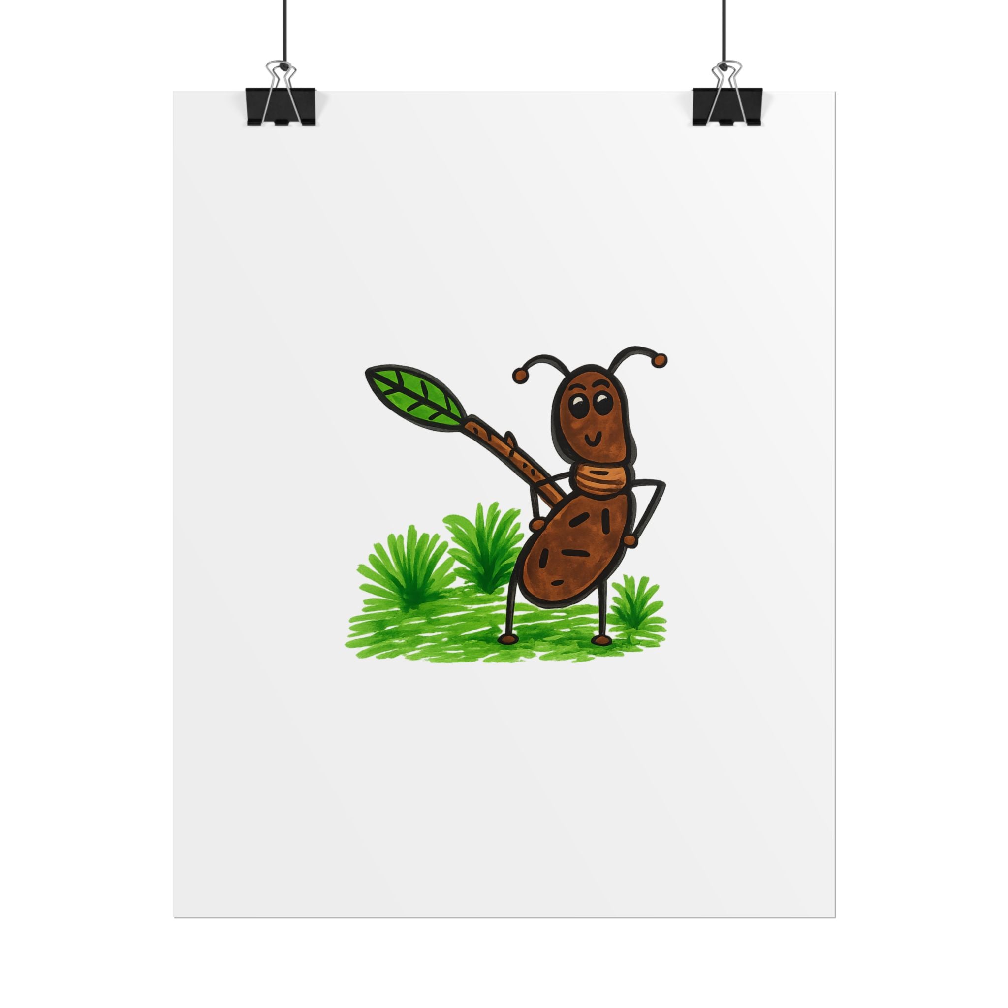 Hand-Drawn Cute Ant Illustration Rolled Posters | Cartoon Insect Art, Nursery Wall Decor